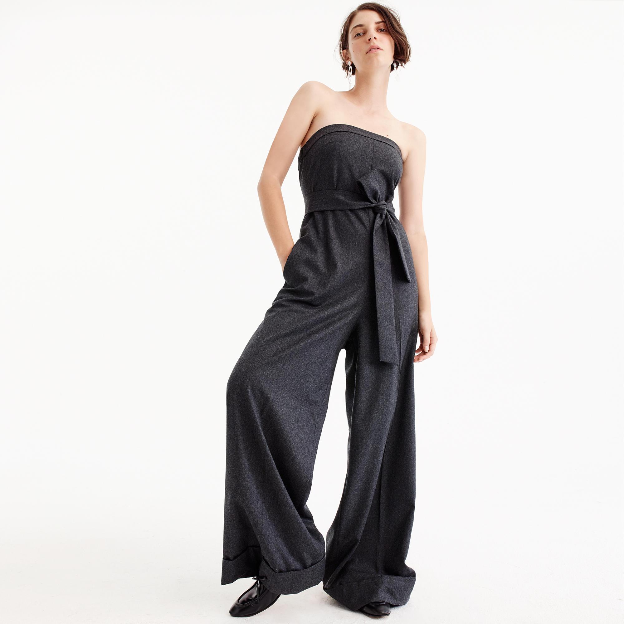 Lyst J.Crew Collection Strapless Wool Jumpsuit in Gray
