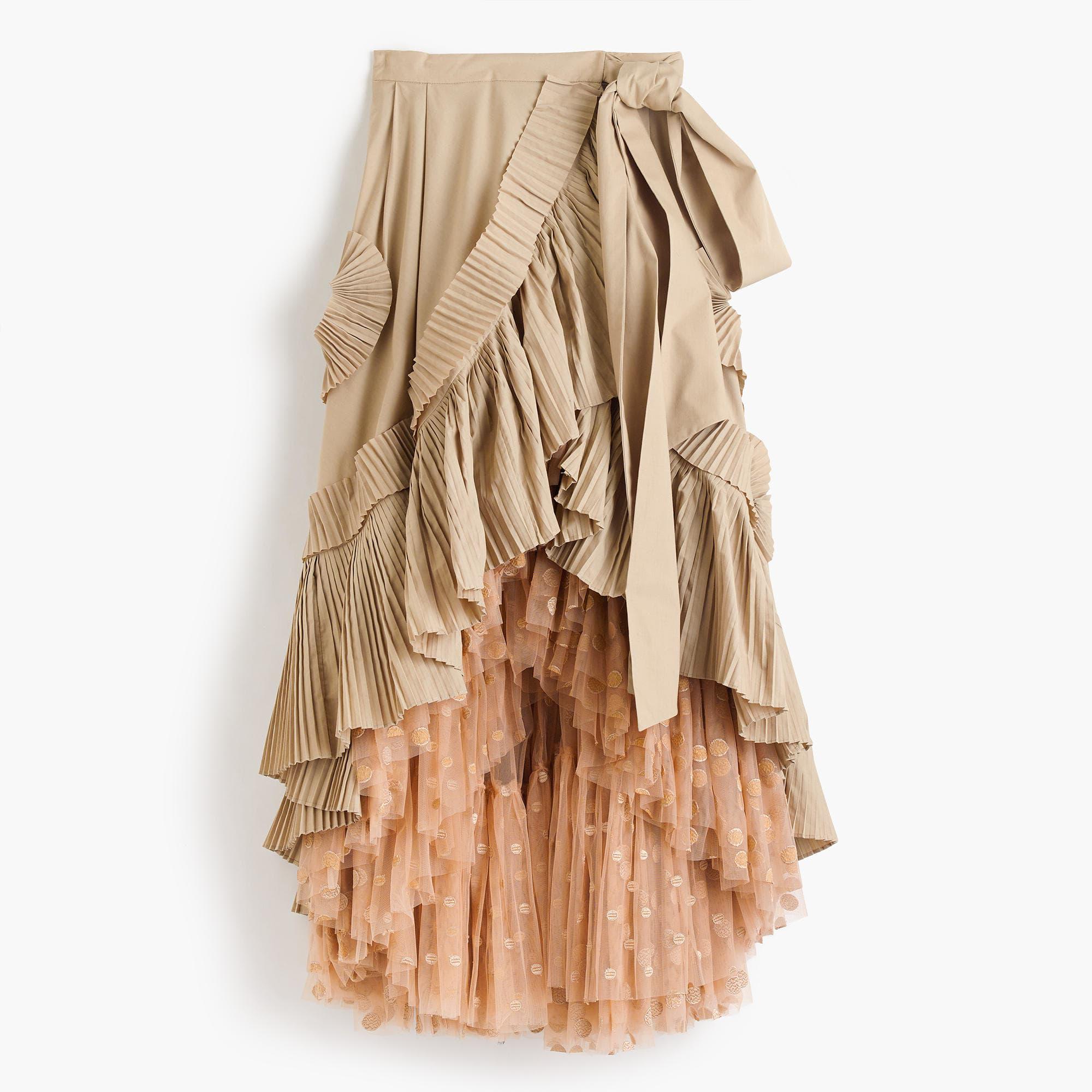 J.Crew Collection Ruffle Skirt In Dark Stone With Floating Dot