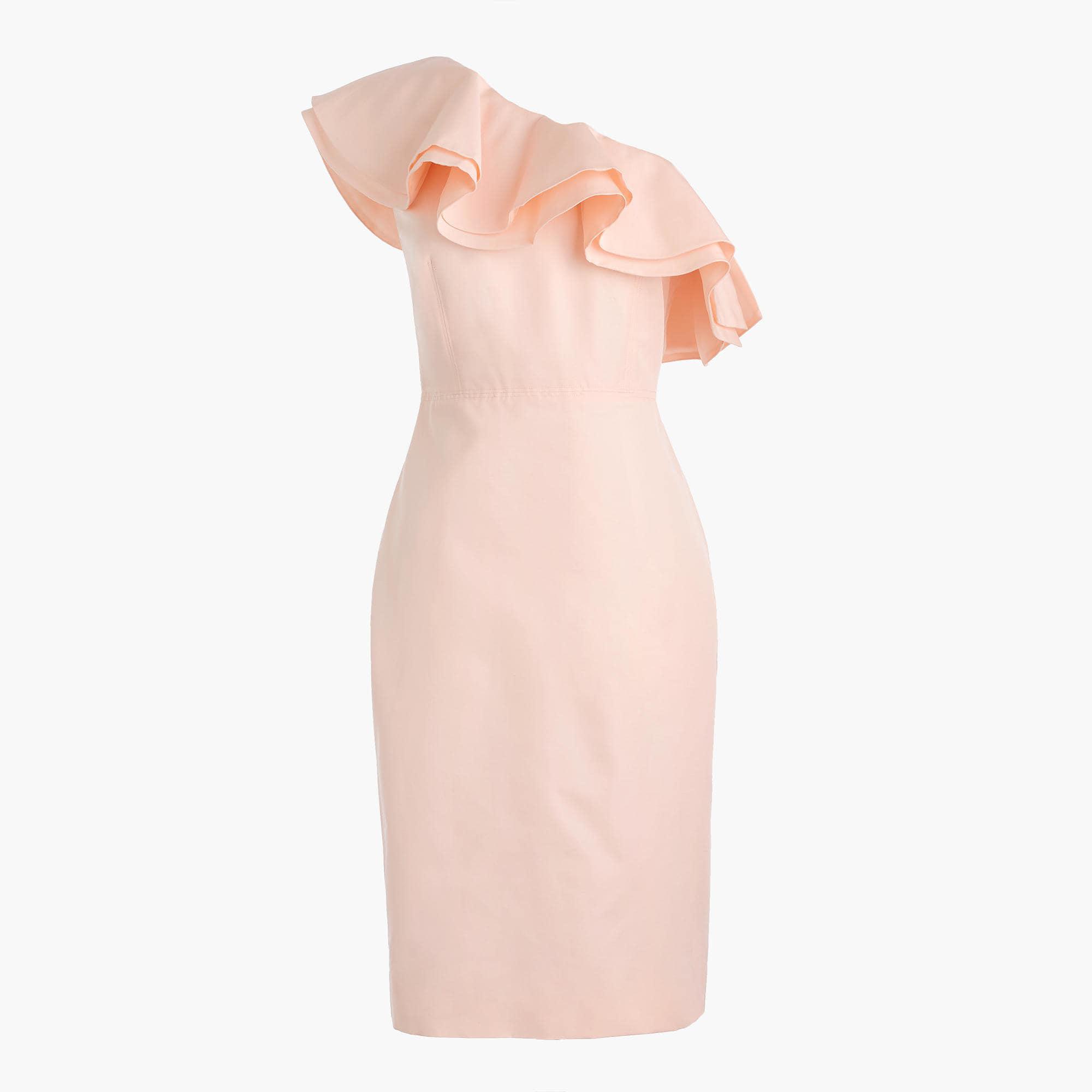 J crew one top shoulder ruffle dress