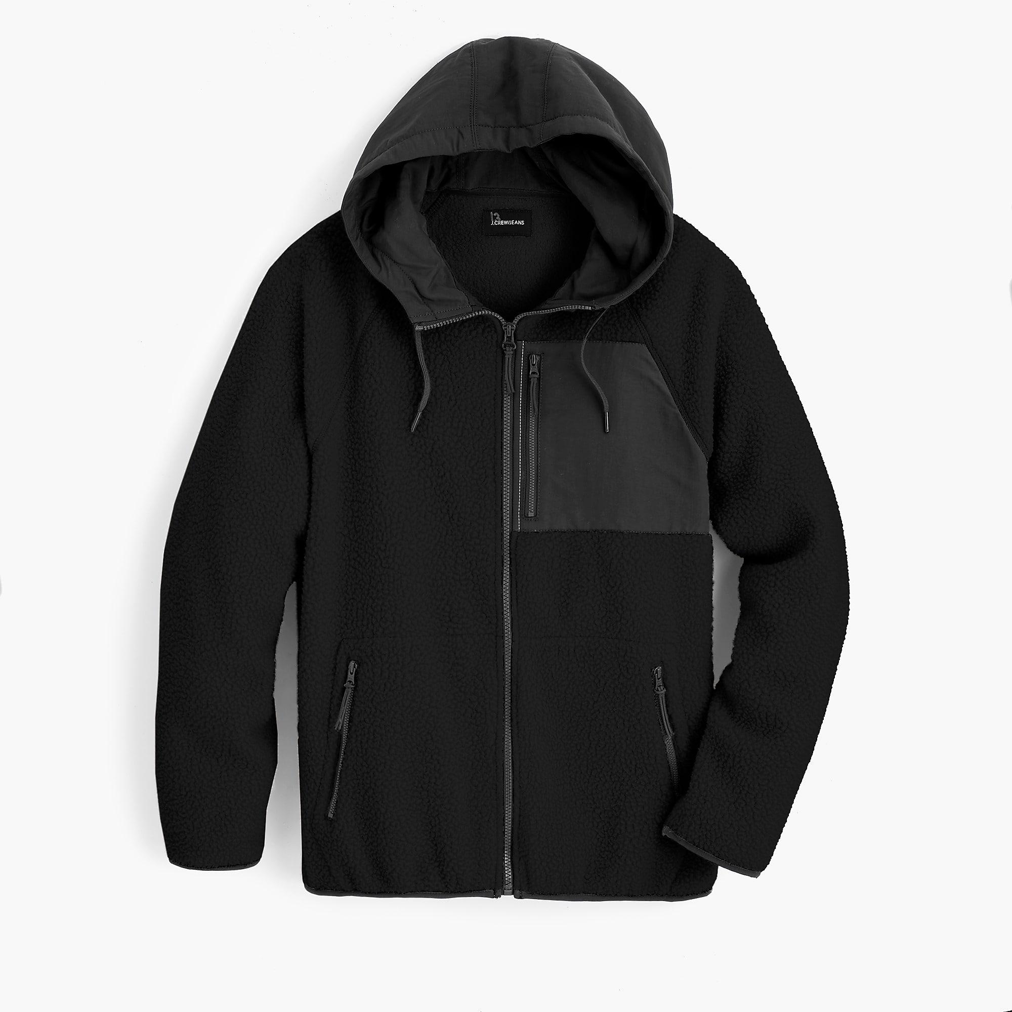 black sherpa hooded jacket