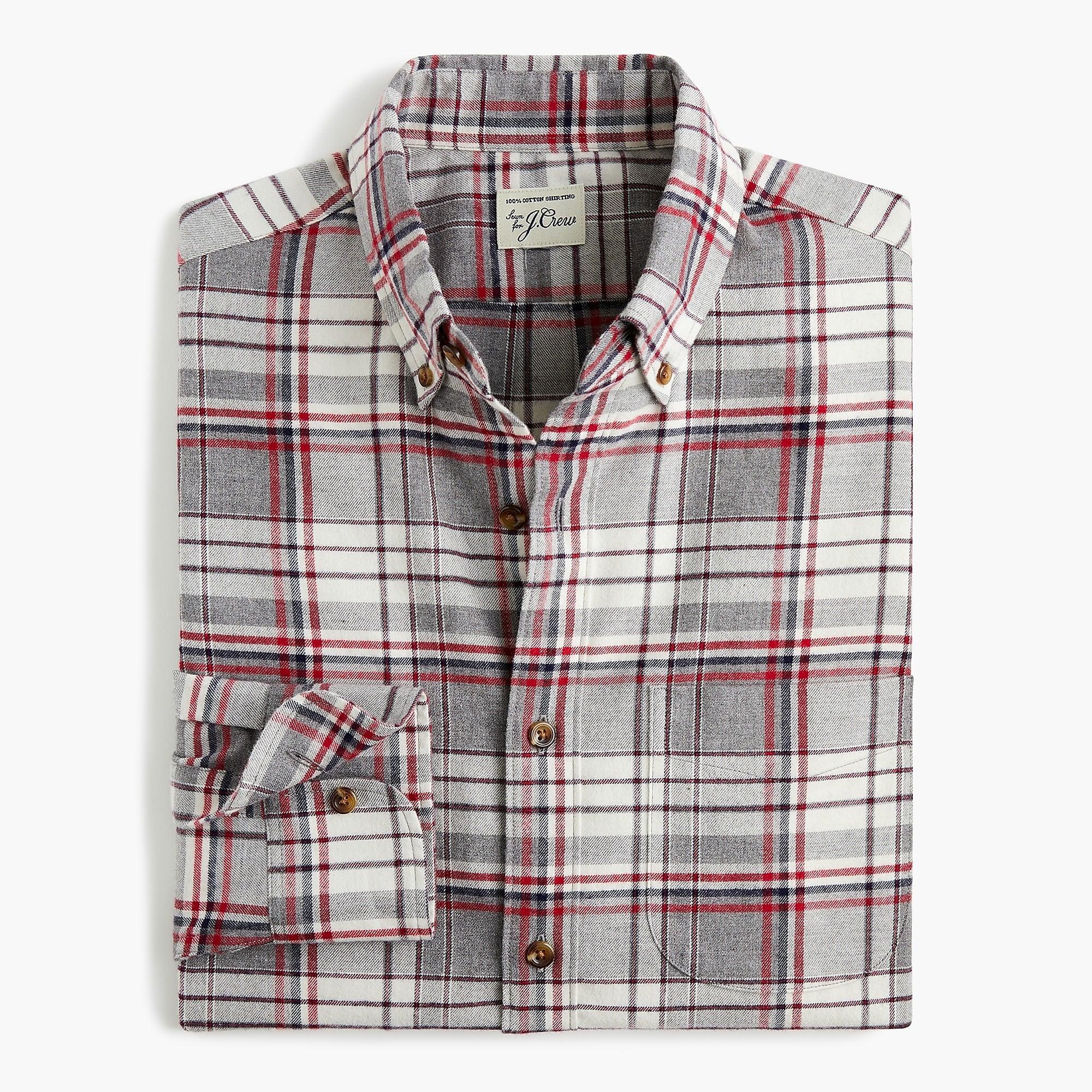 J.Crew Flannel Slim Untucked Brushed Twill Shirt In Tartan Plaid for
