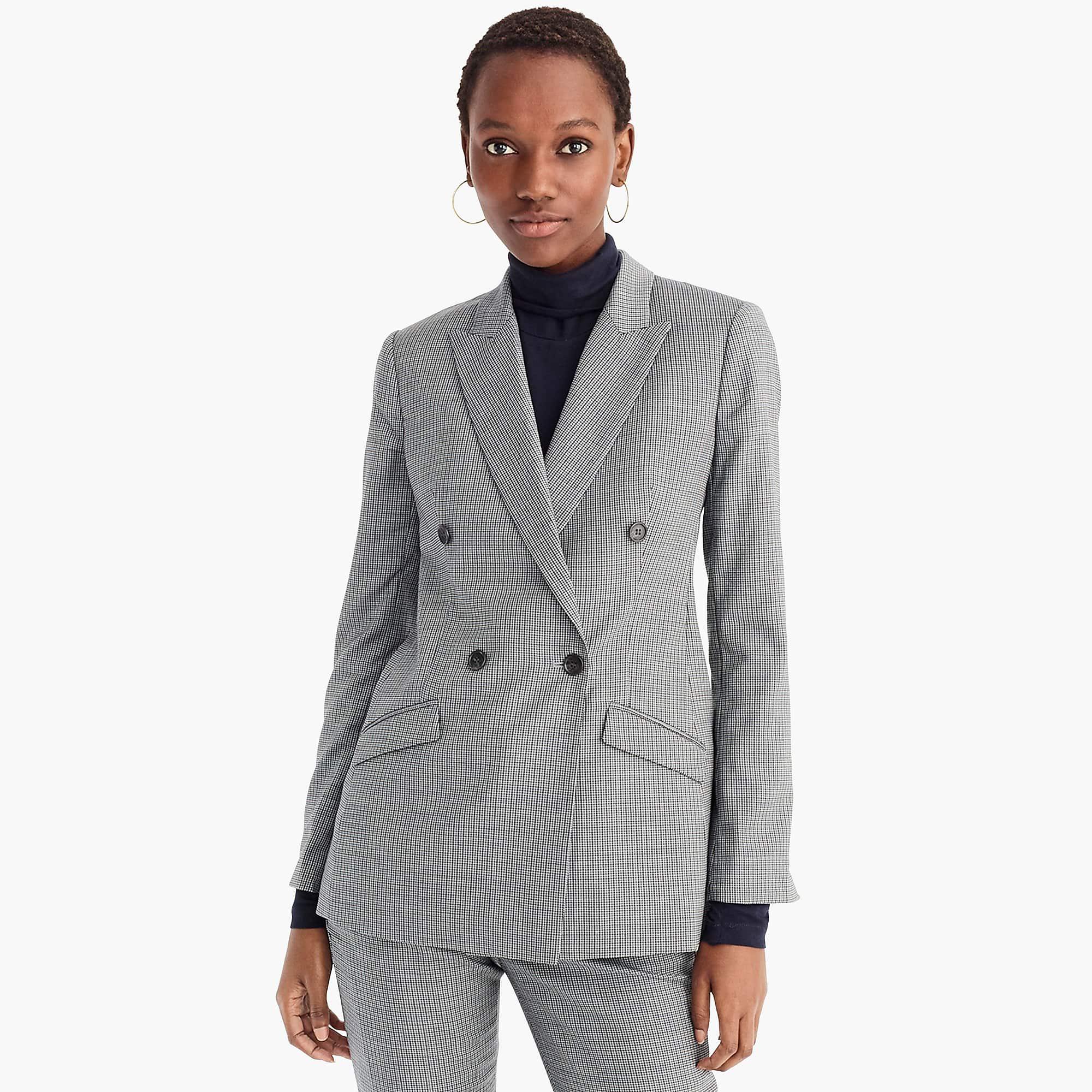 J.Crew Wool Double Breasted Blazer In Houndstooth in Gray - Lyst