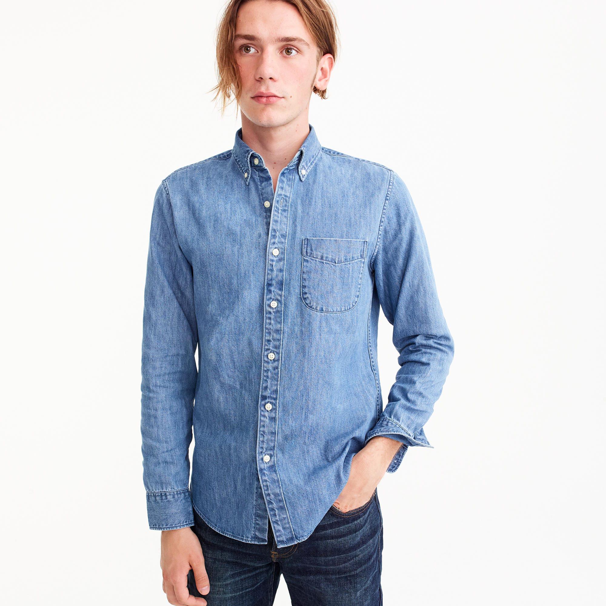 J.Crew Midweight Denim Shirt In Light Wash in Blue for Men Lyst