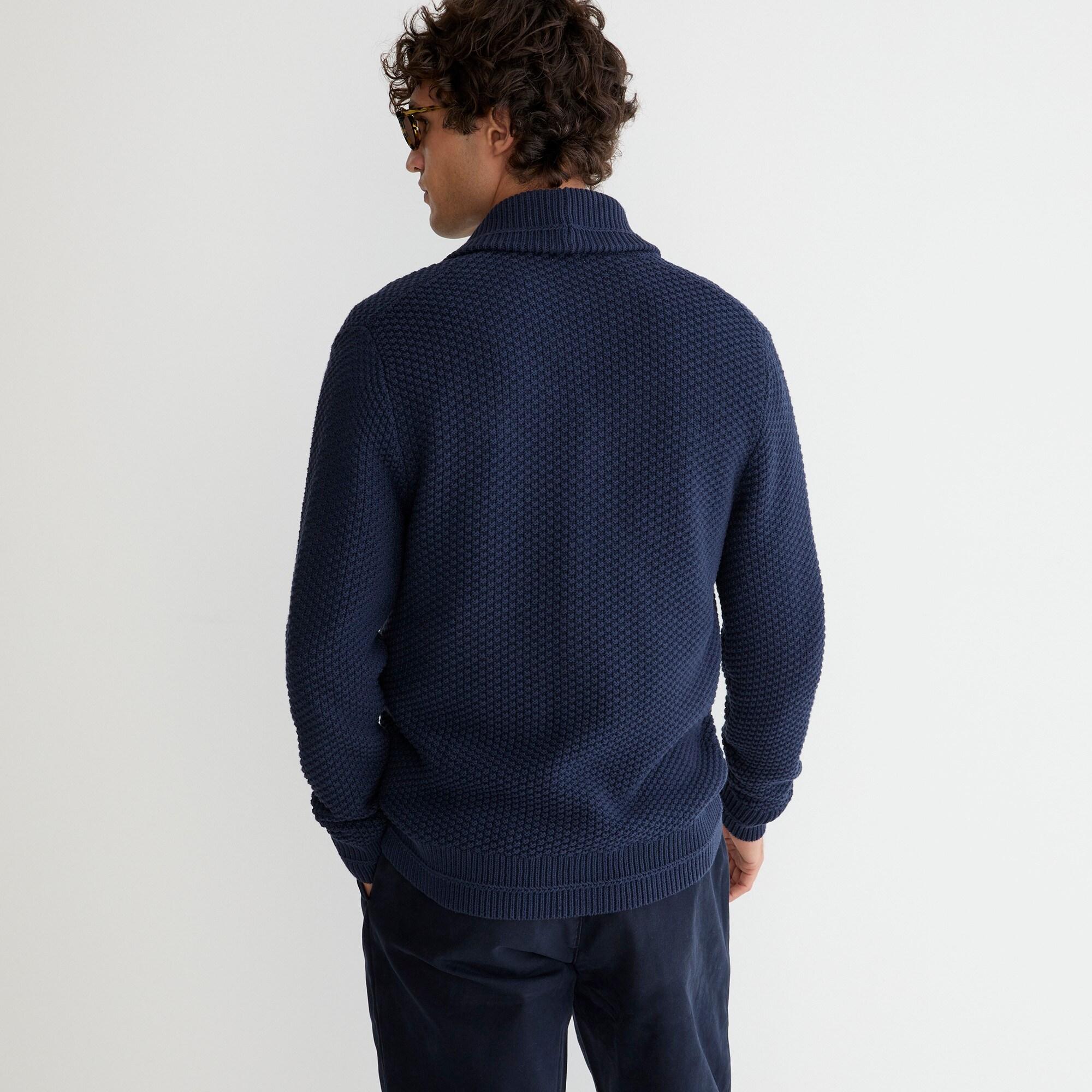 J.Crew Checker-stitch Cotton Shawl Cardigan Sweater in Blue for Men | Lyst