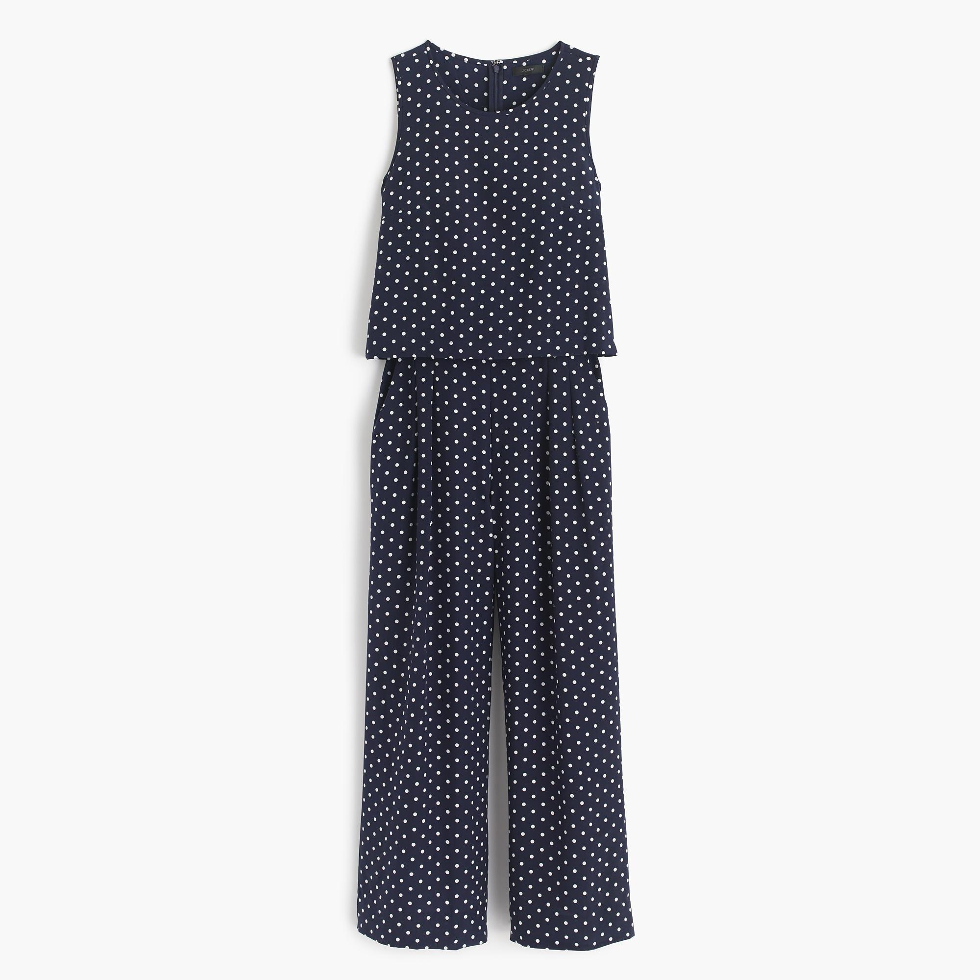J.Crew Tall Silk Overlay Jumpsuit In Polka Dot in Navy (Blue) Lyst