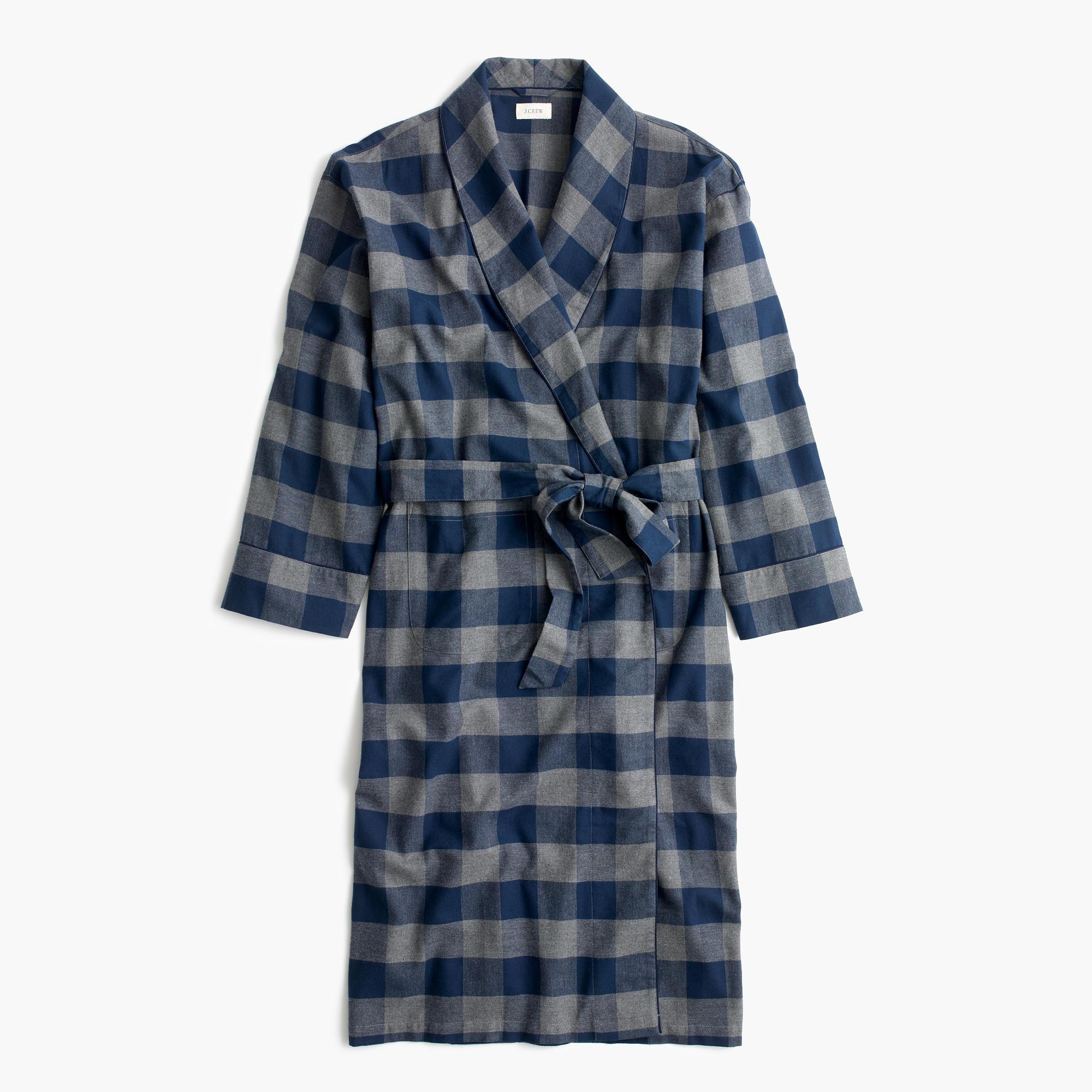 J.crew Flannel Robe In Buffalo Check in Blue for Men Lyst