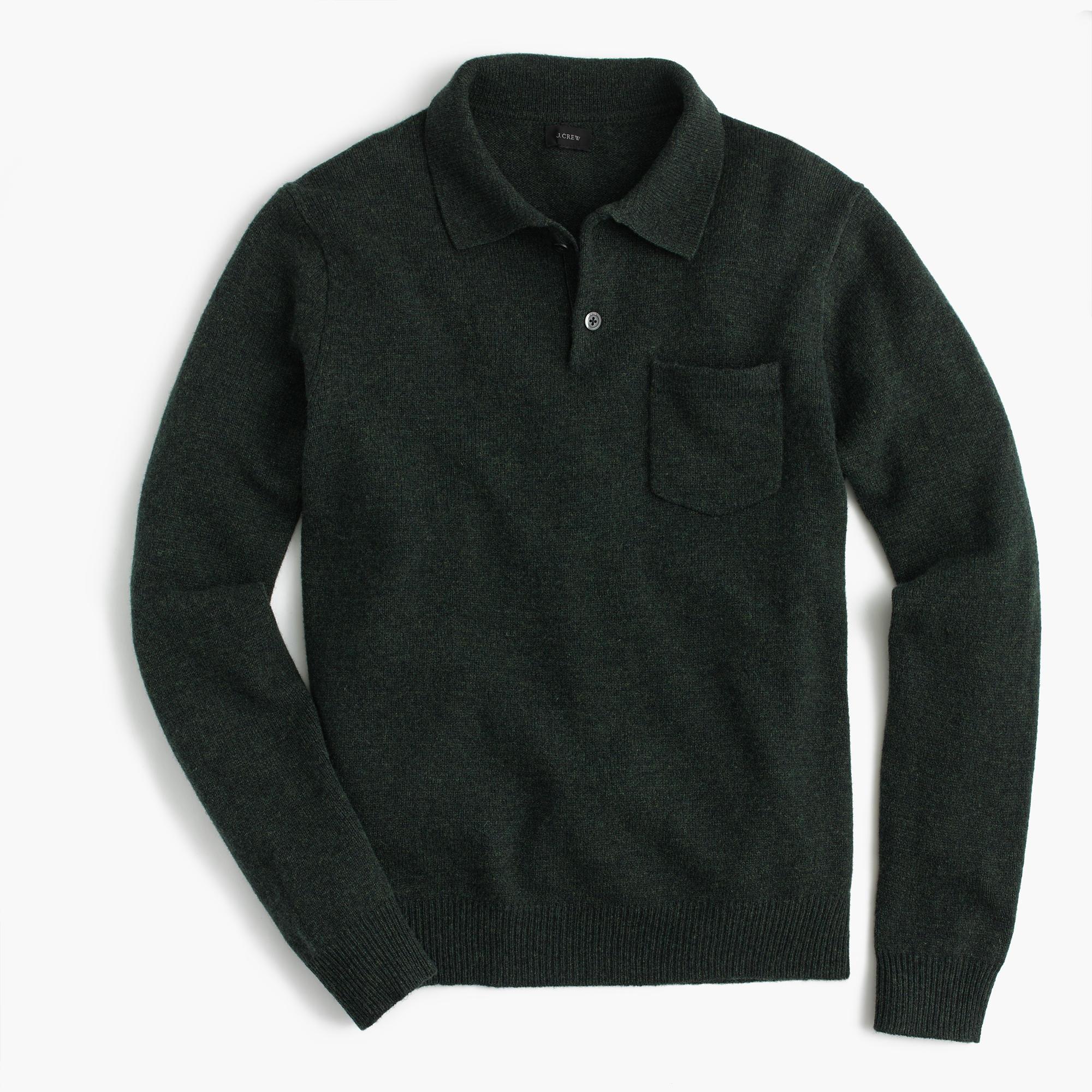 J.Crew Lambswool Long-sleeve Polo Sweater in Green for Men - Lyst