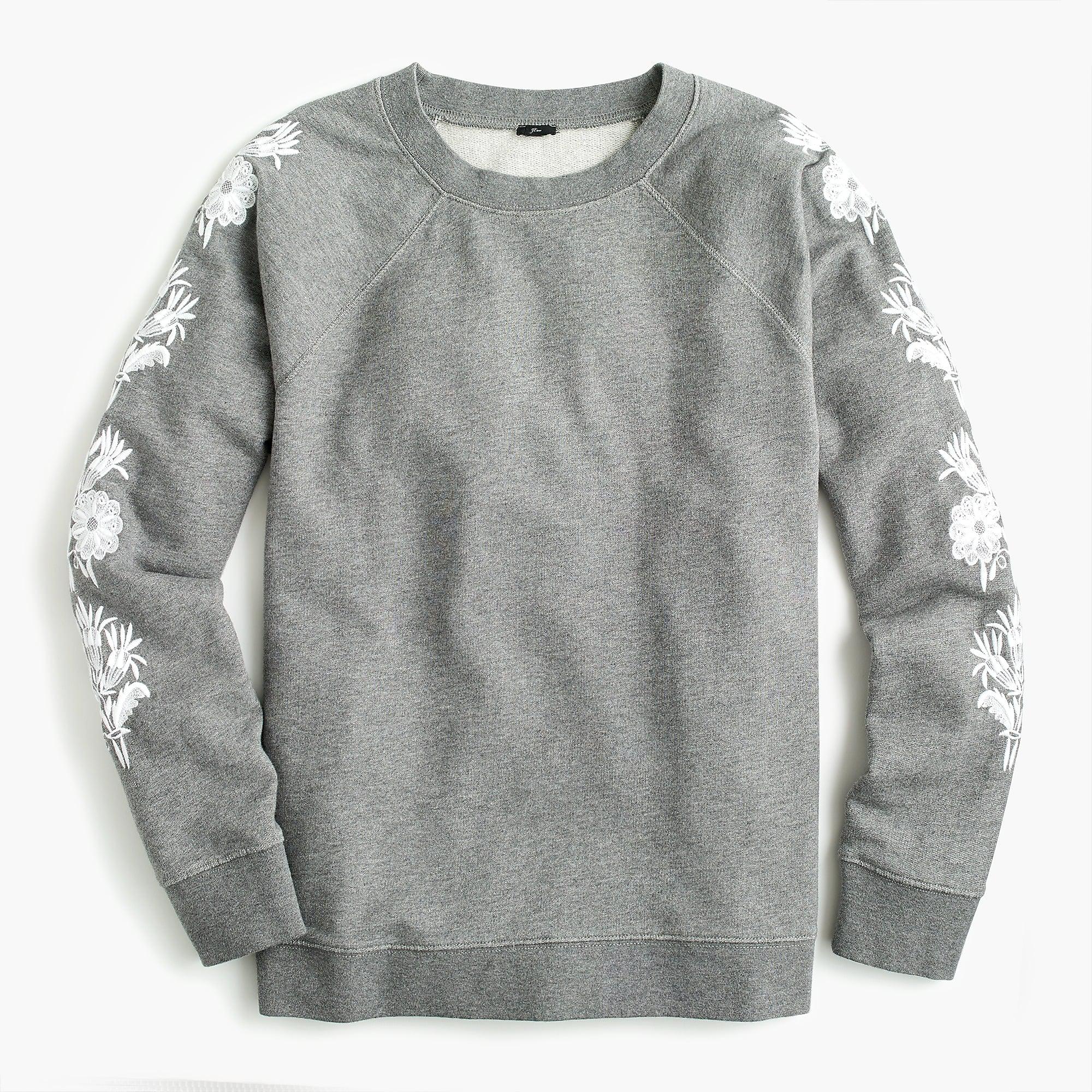 sweatshirt with embroidered flowers