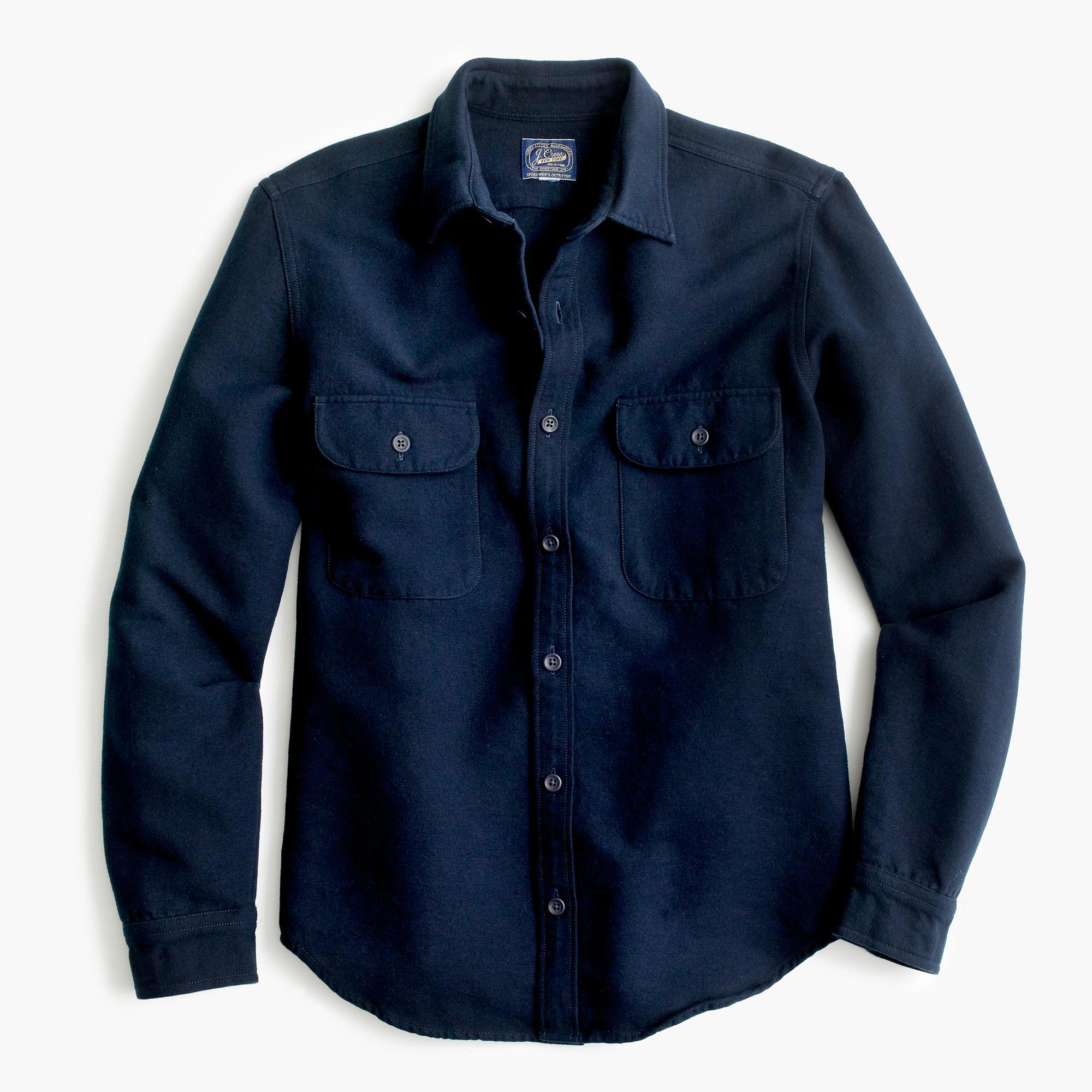 J.Crew Leather Heavyweight Chamois Shirt in Navy (Blue) for Men - Lyst