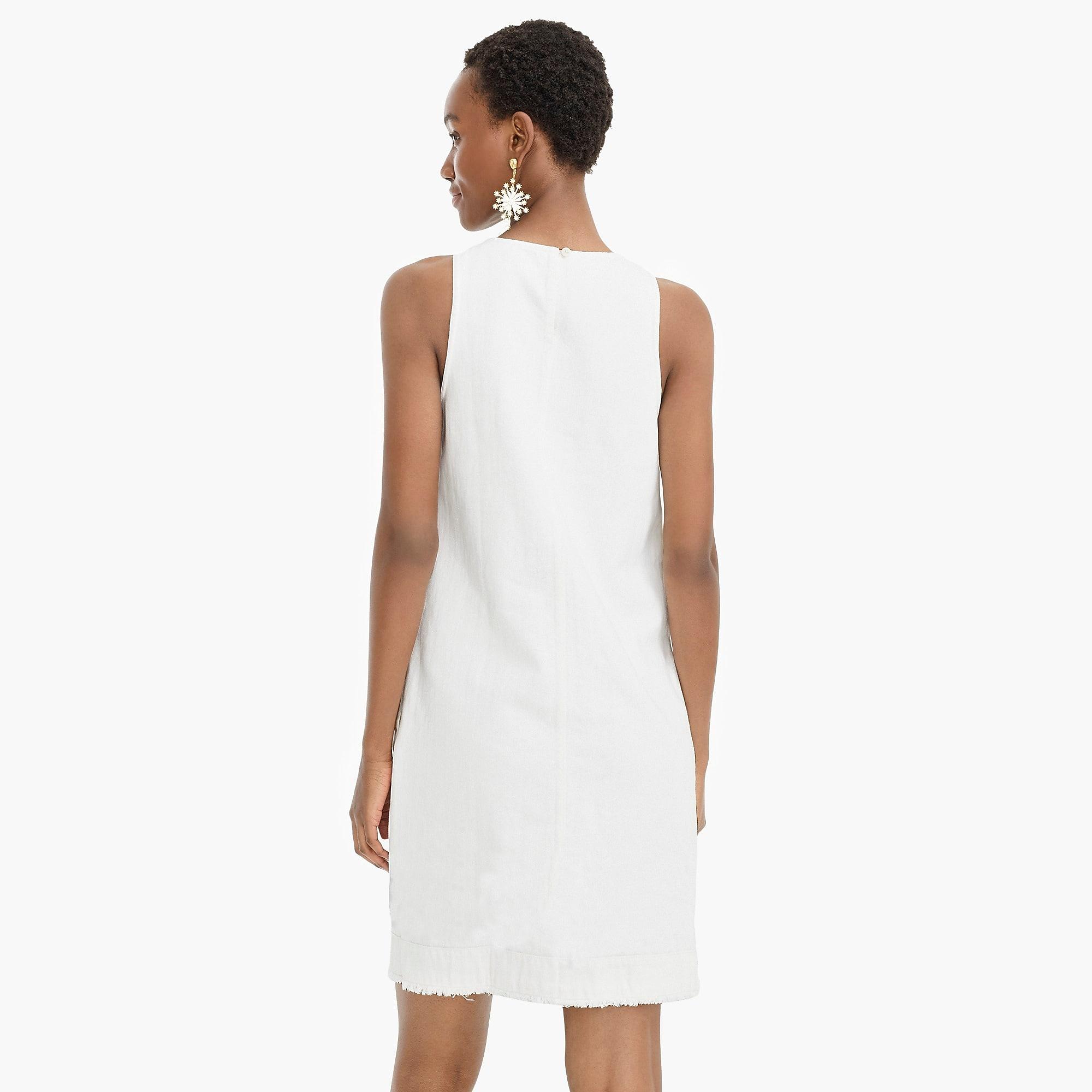 j crew white denim shift dress