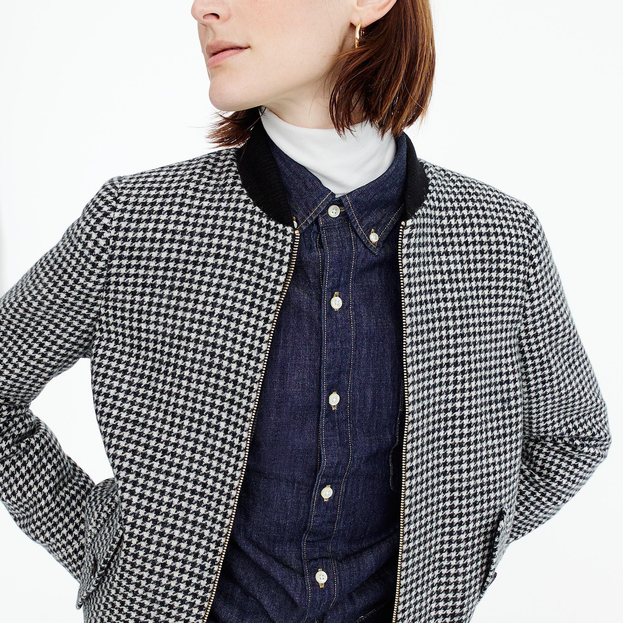 houndstooth bomber jacket