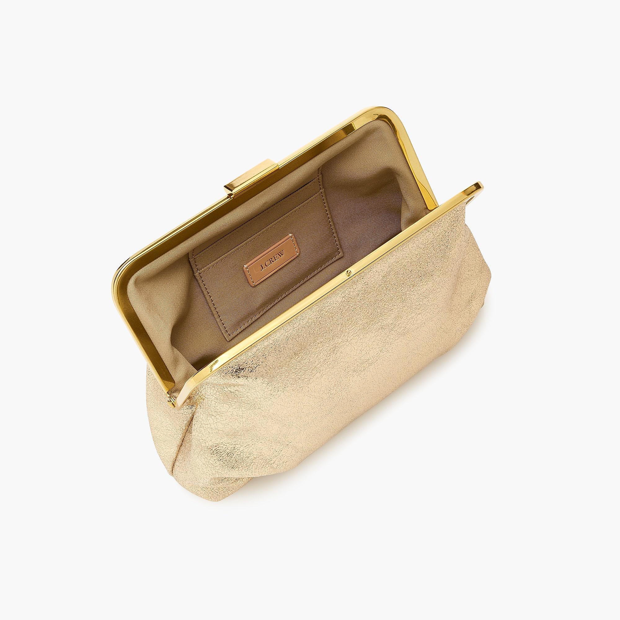 gold leather clutch