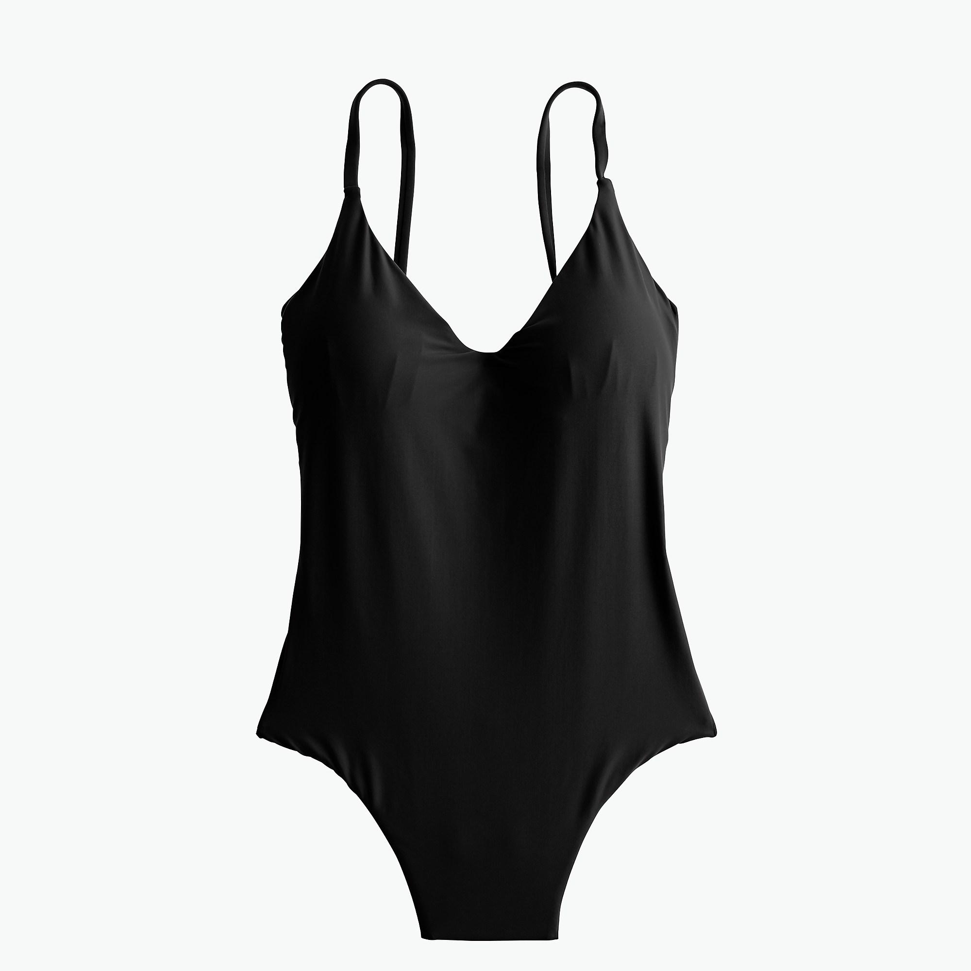 J.Crew Rounded V-neck One-piece Swimsuit in Black - Lyst