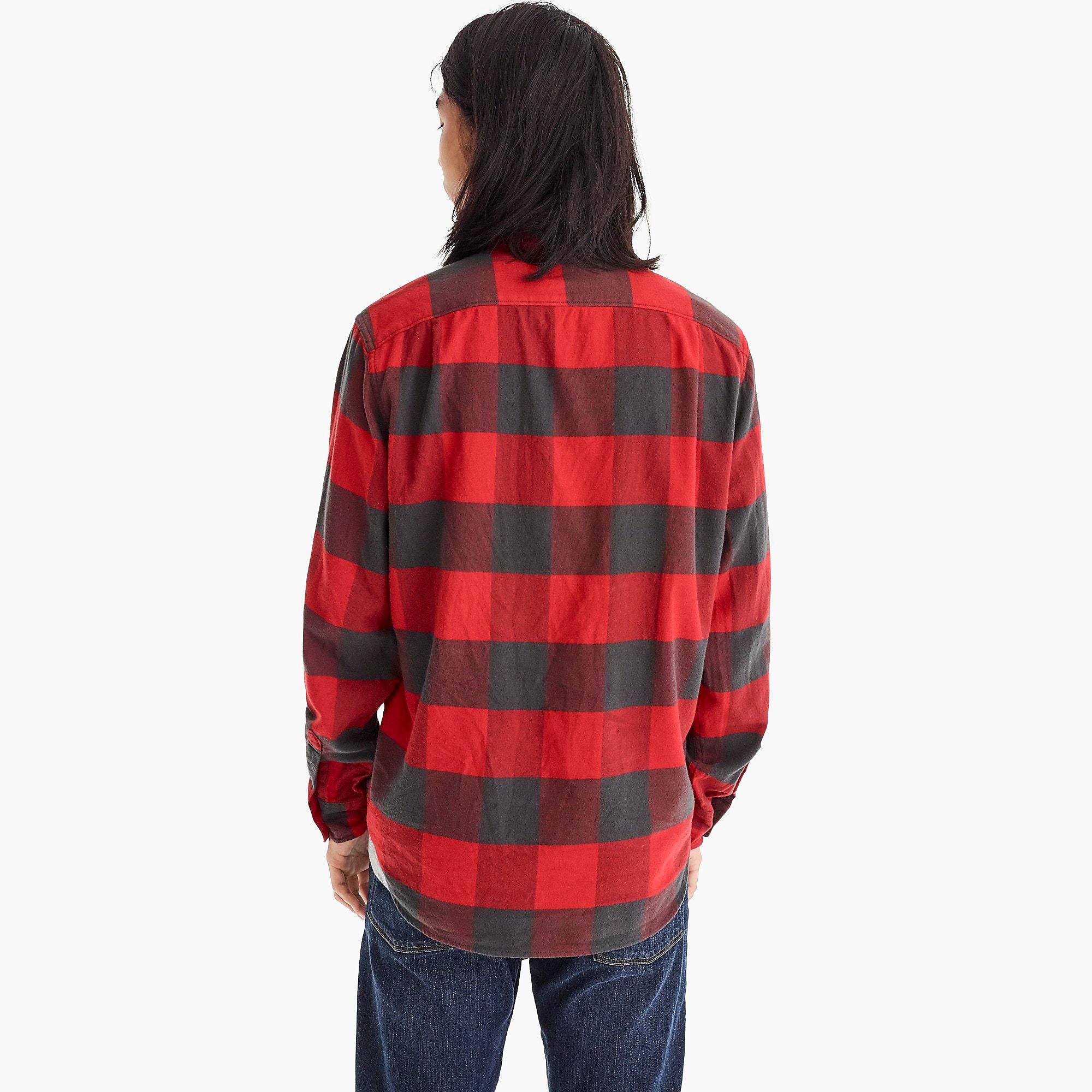 NEW $80 J CREW CLASSIC MIDWEIGHT HERRINGBONE FLANNEL SHIRT in BUFFALO PLAID