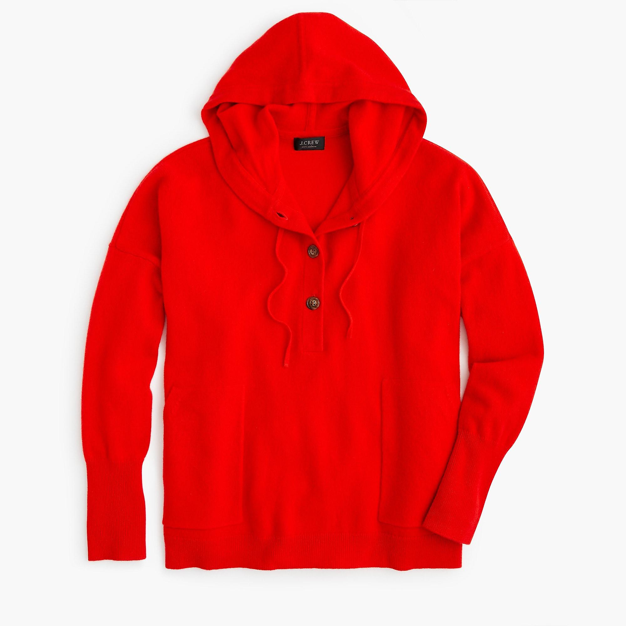 red cashmere hoodie