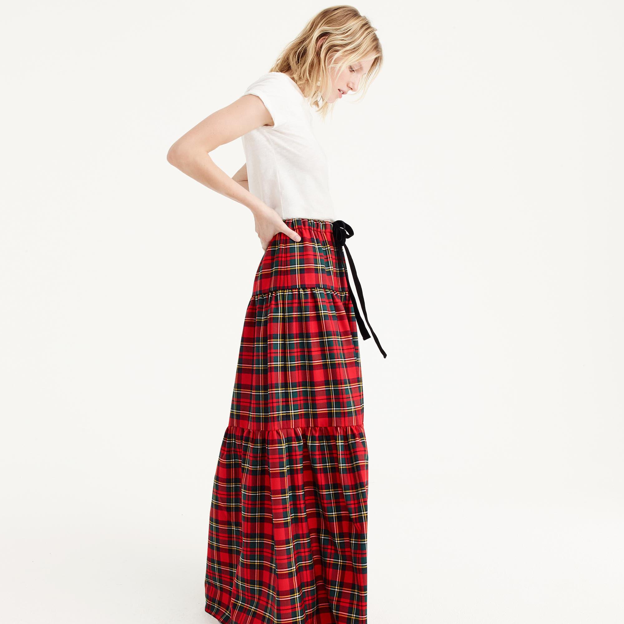 Tartan top velvet skirt