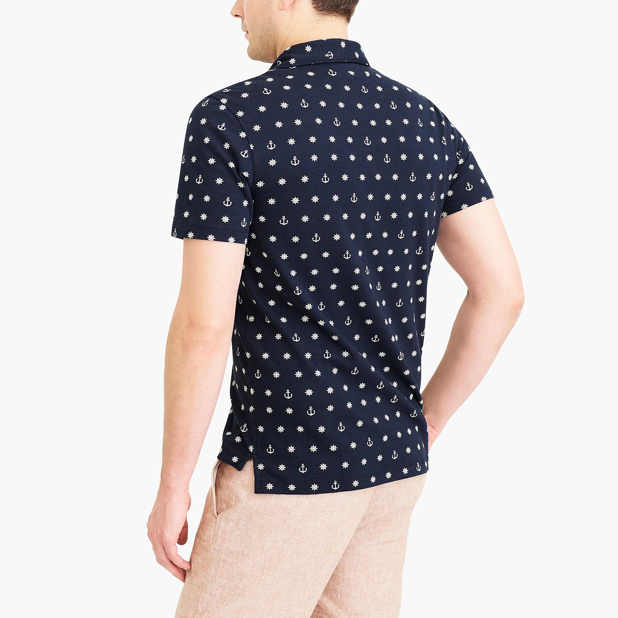 J.Crew Denim Shortsleeve Printed Polo Shirt in Blue for Men Lyst