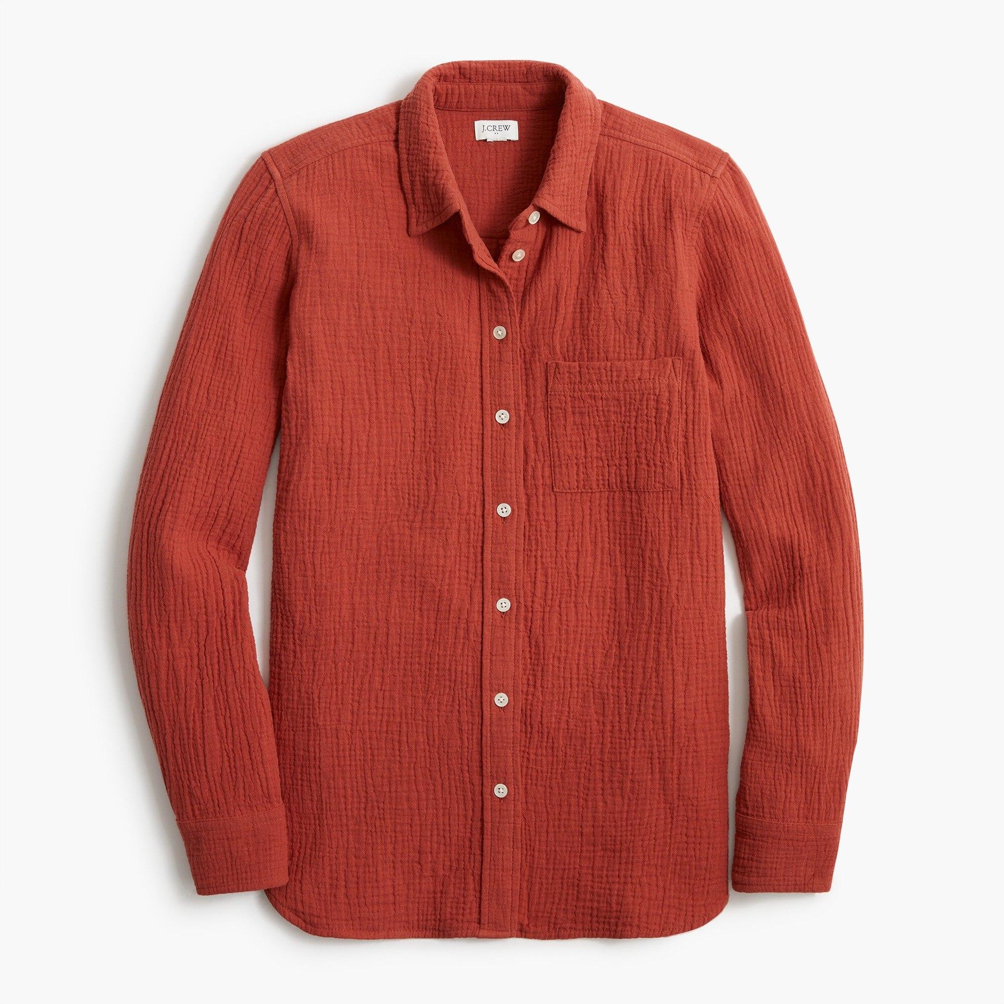 J.Crew Gauze Buttondown Shirt in Red Lyst