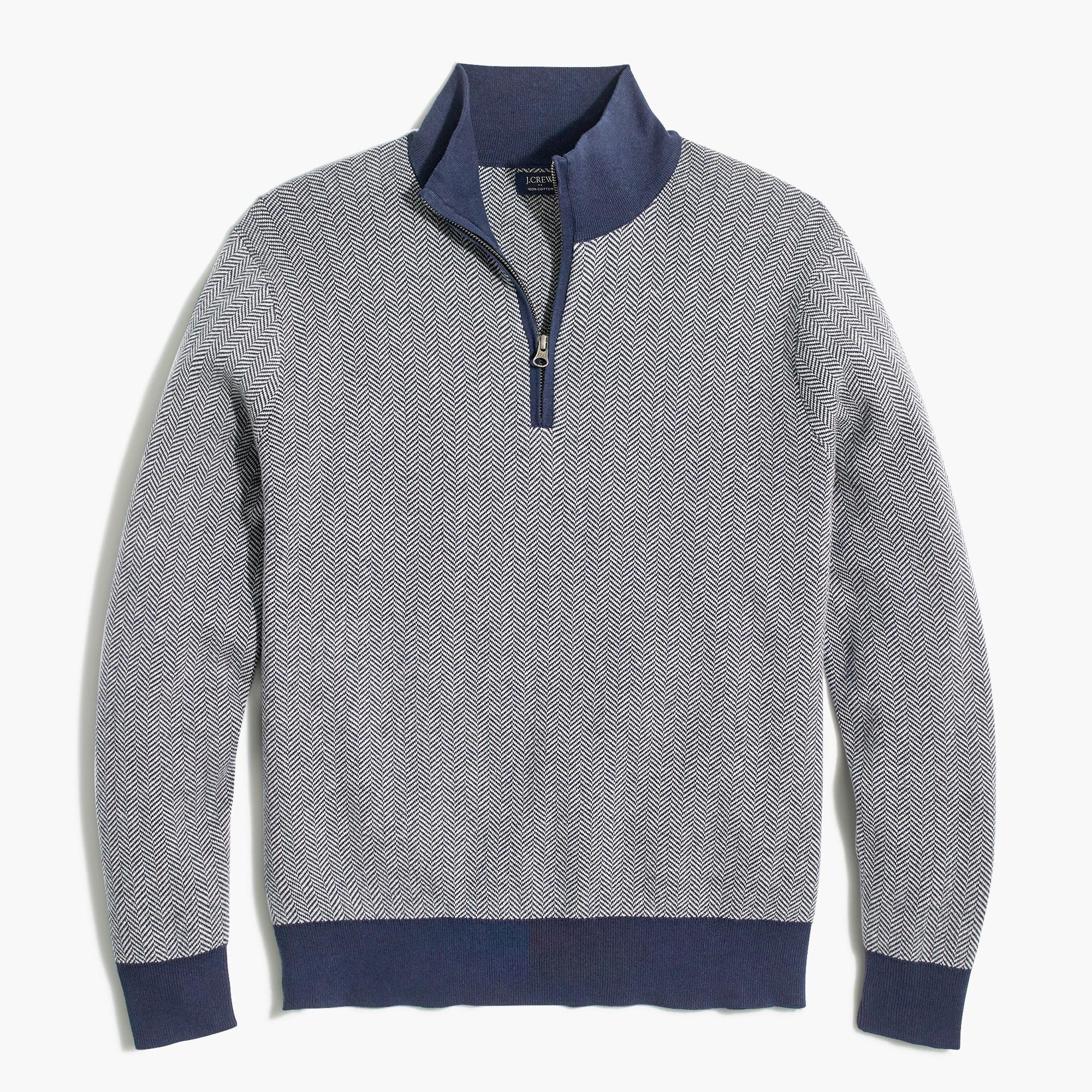 J.Crew Cotton Halfzip Sweater In Herringbone in Gray for Men Lyst