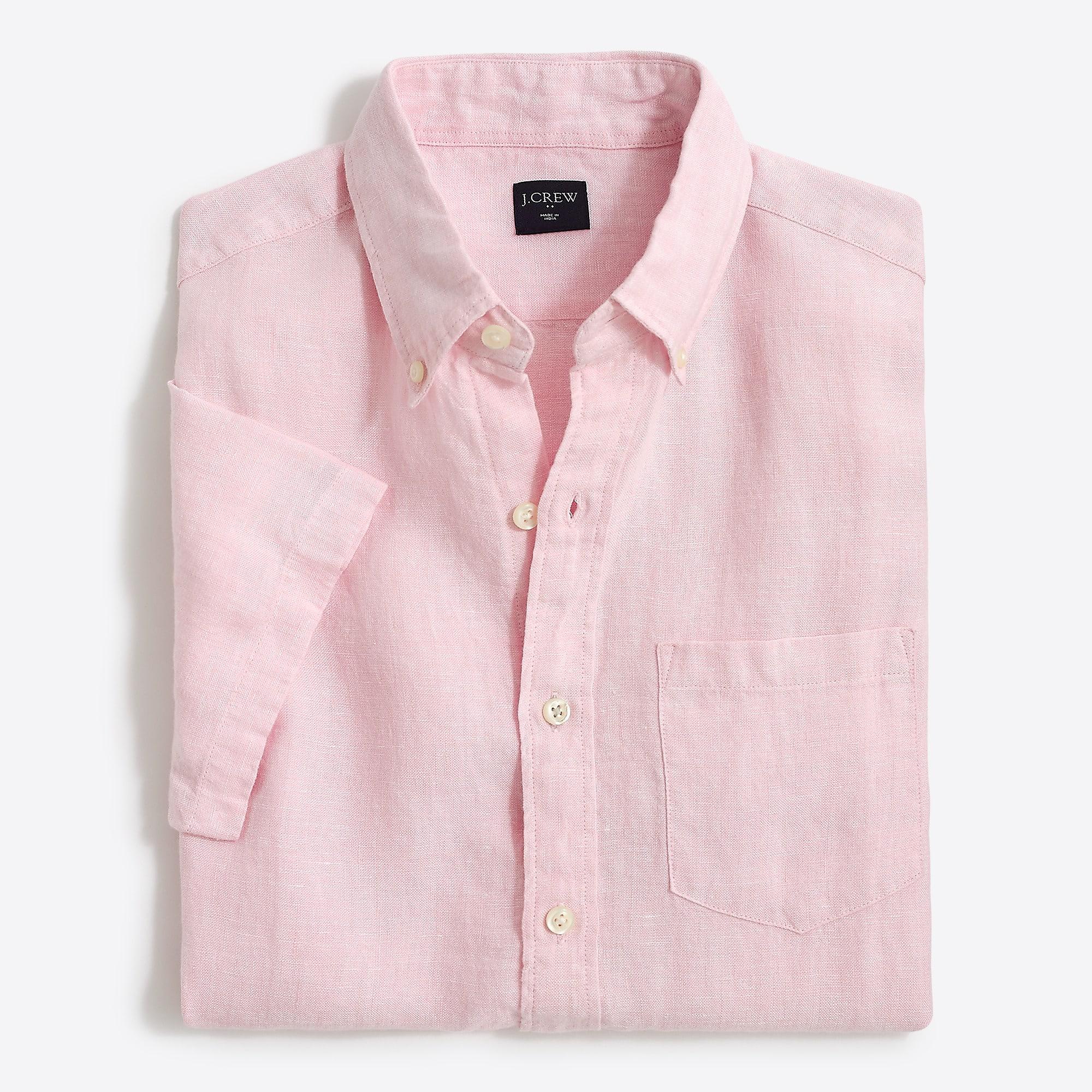 J.Crew Slim-fit Short-sleeve Linen Shirt in Pink for Men | Lyst