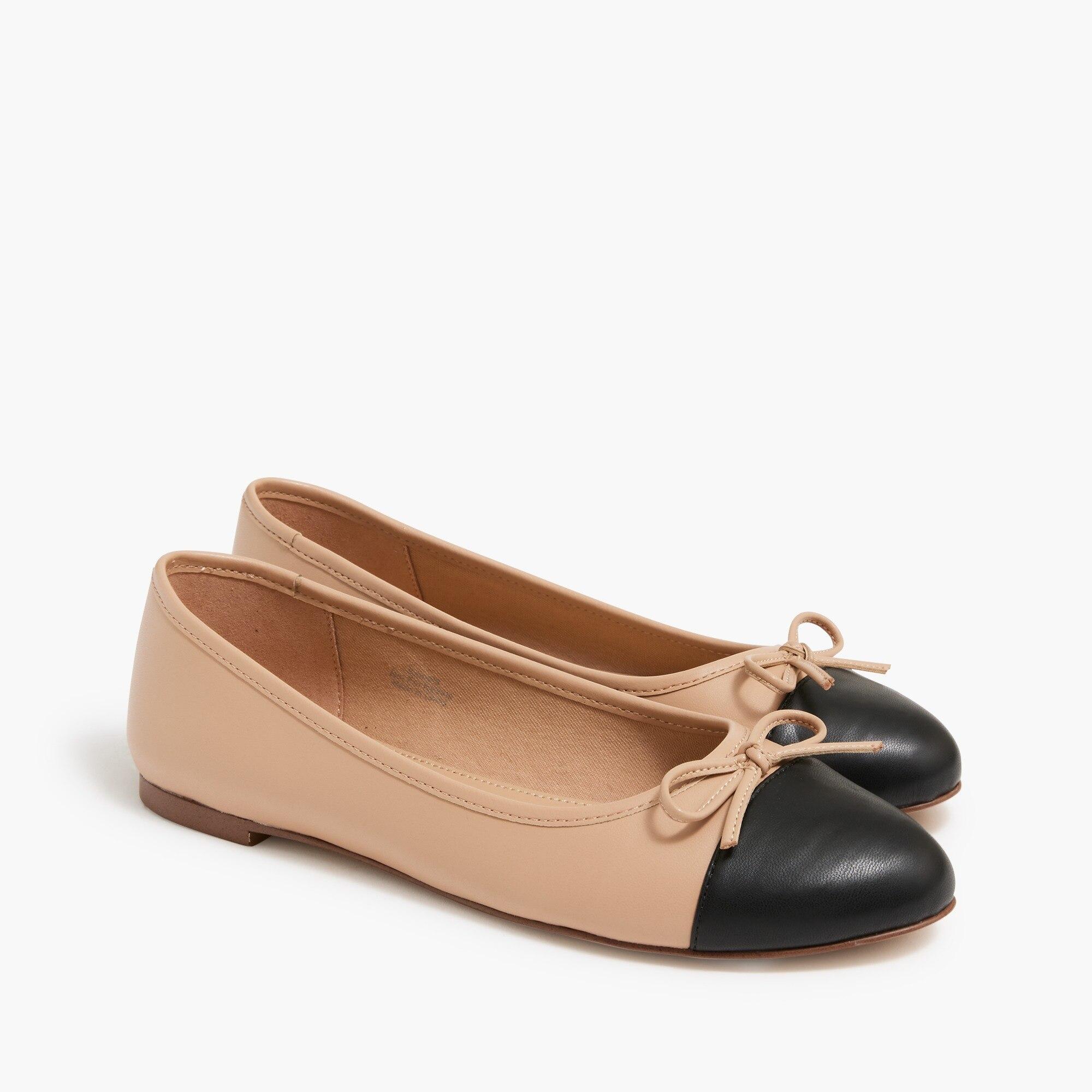 J.Crew Ballet Flats With Cap Toe in Natural Lyst