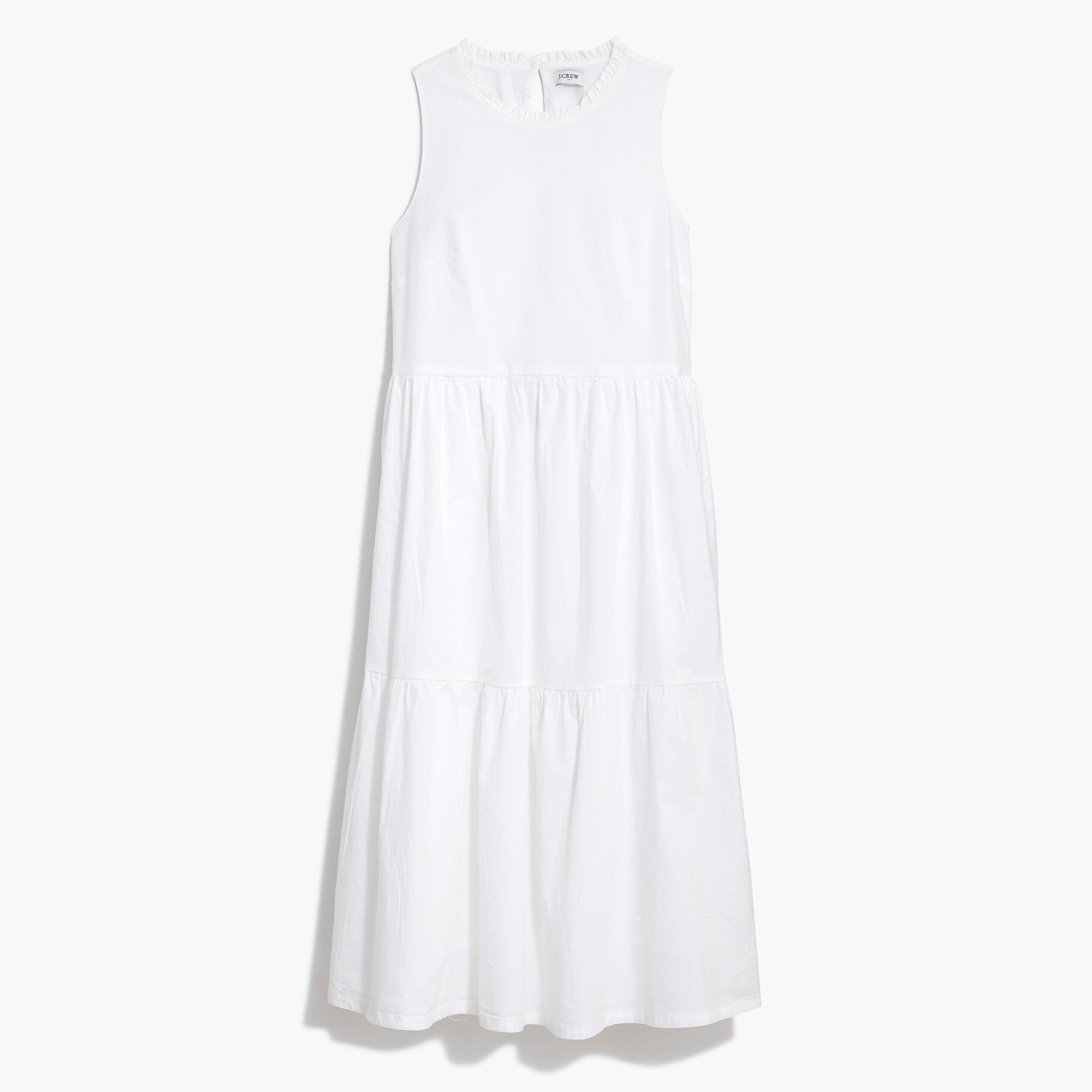 J.Crew Cotton Sleeveless Tiered Dress in White - Lyst