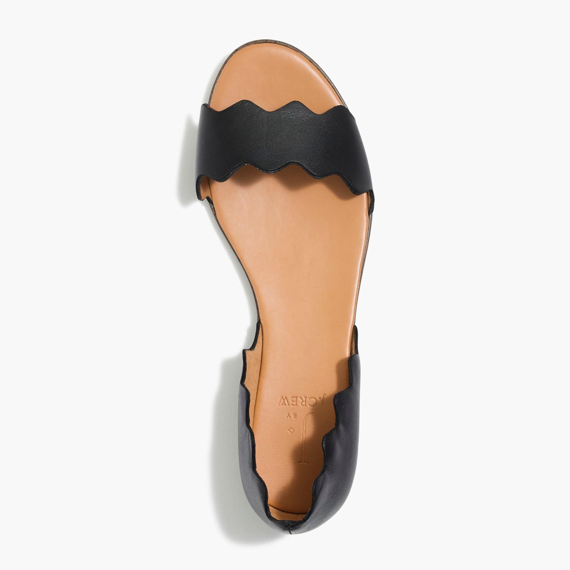 scalloped peep toe flats