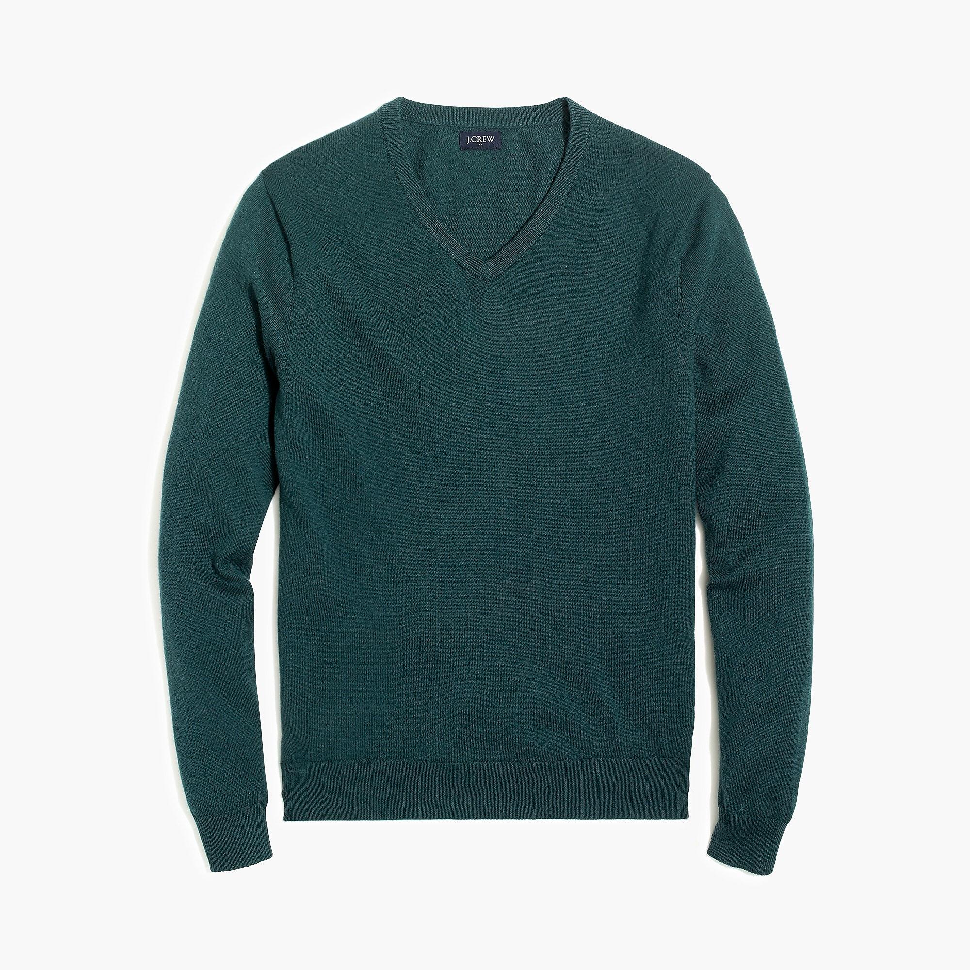 J.Crew Vneck Sweater In Perfect Merino Wool Blend in Green for Men Lyst