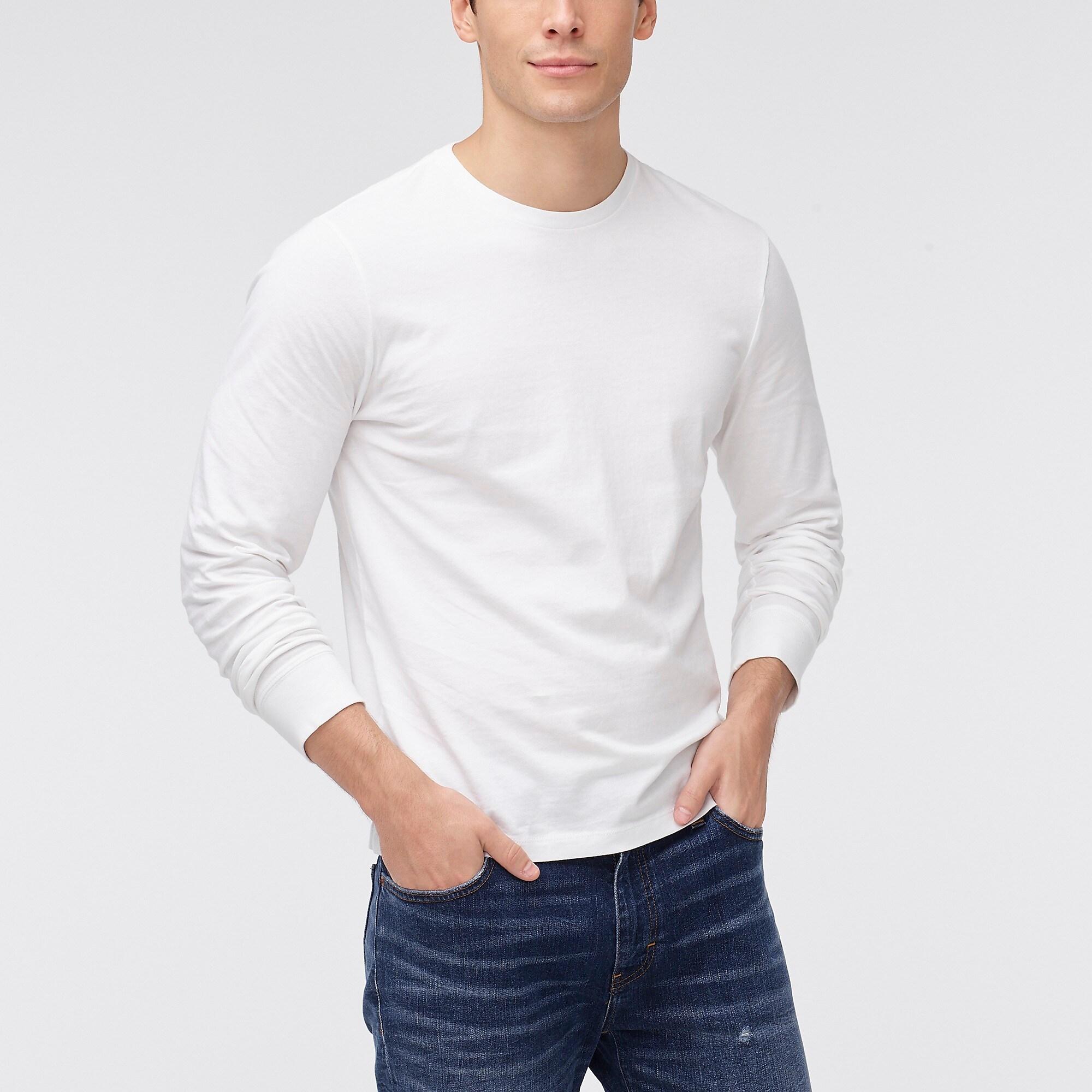 J.Crew Cotton Long-sleeve T-shirt in White for Men - Lyst