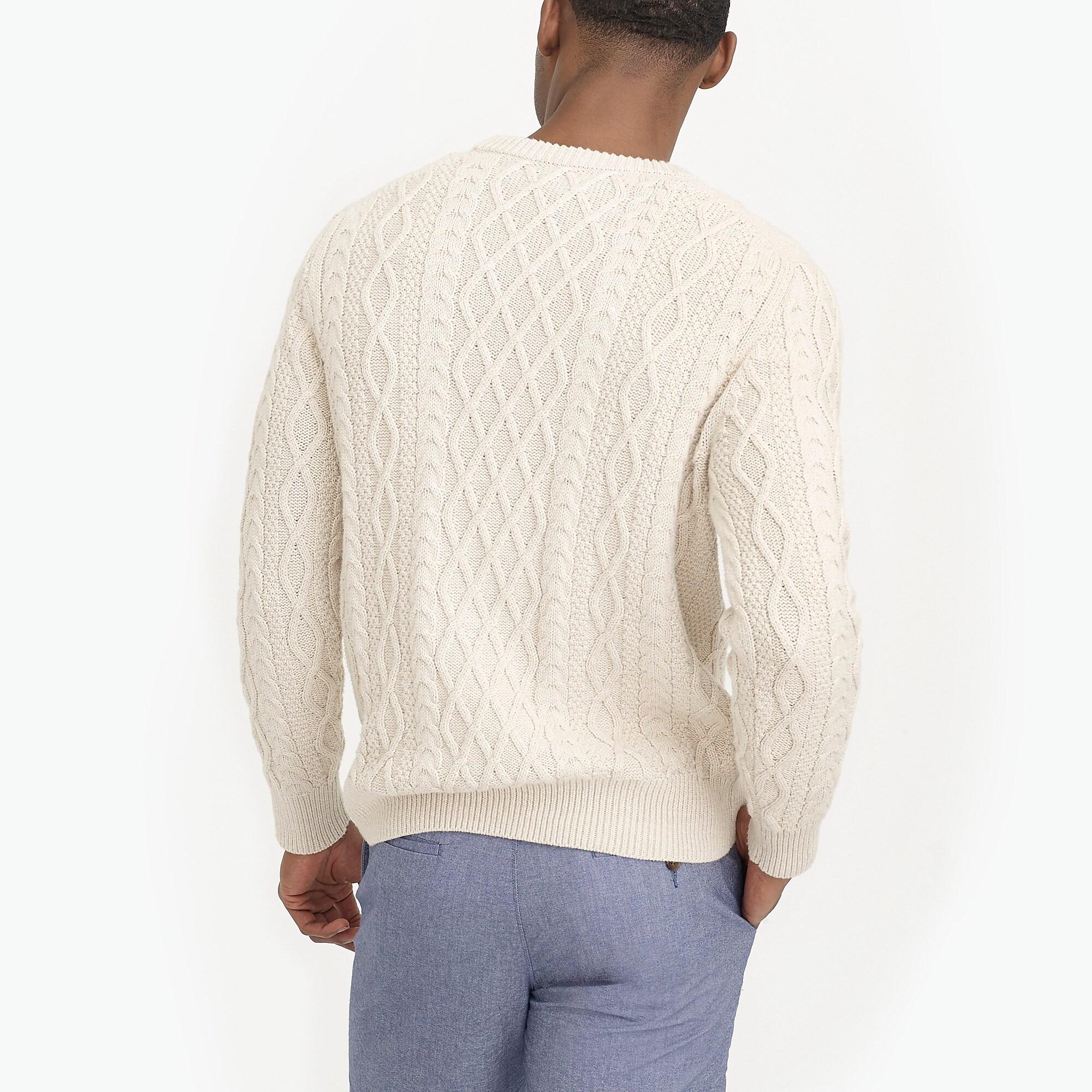 J.Crew Cotton Fisherman Cable Crewneck Sweater in Natural for Men Lyst