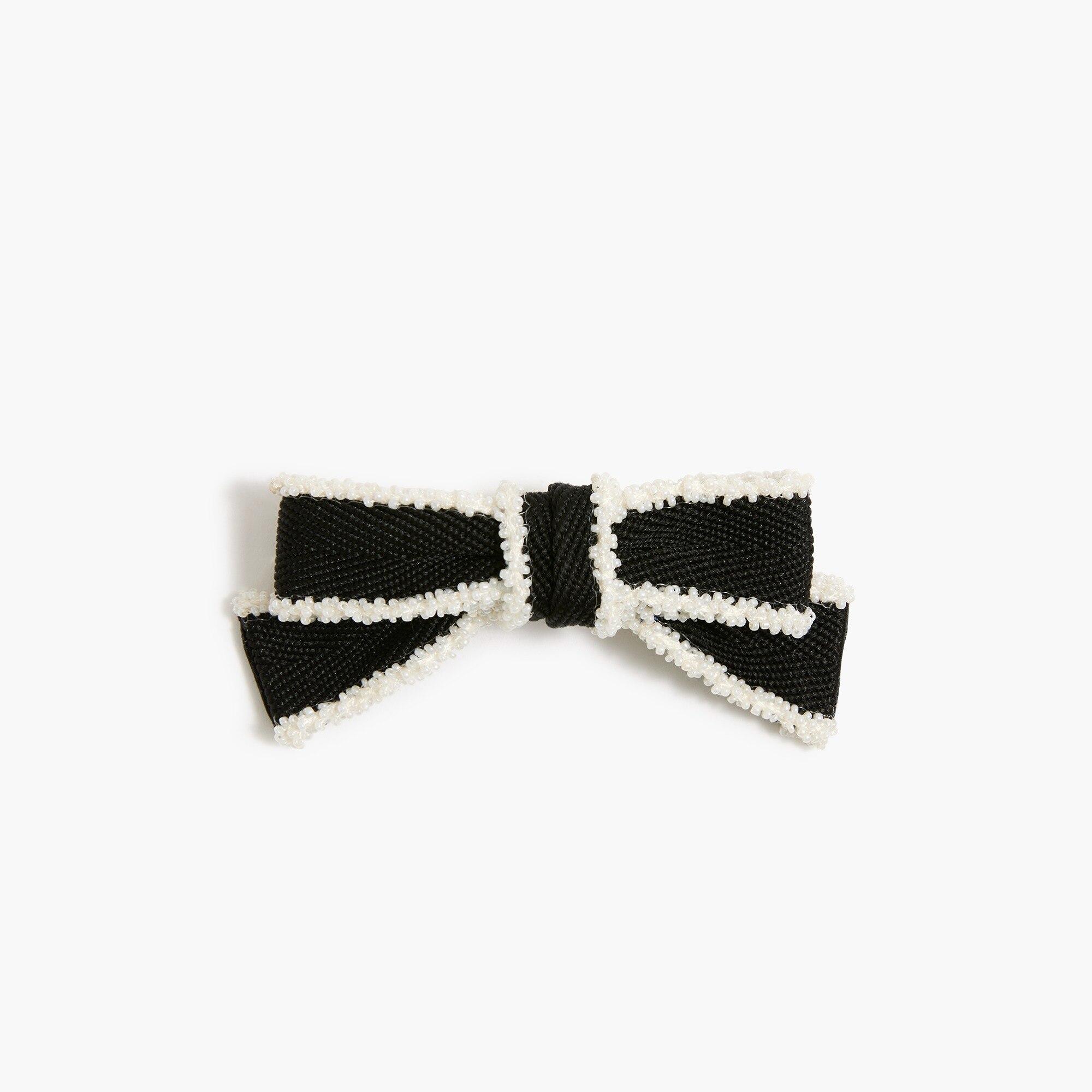 J.Crew Pearllined Bow Hair Barrette in Black Lyst