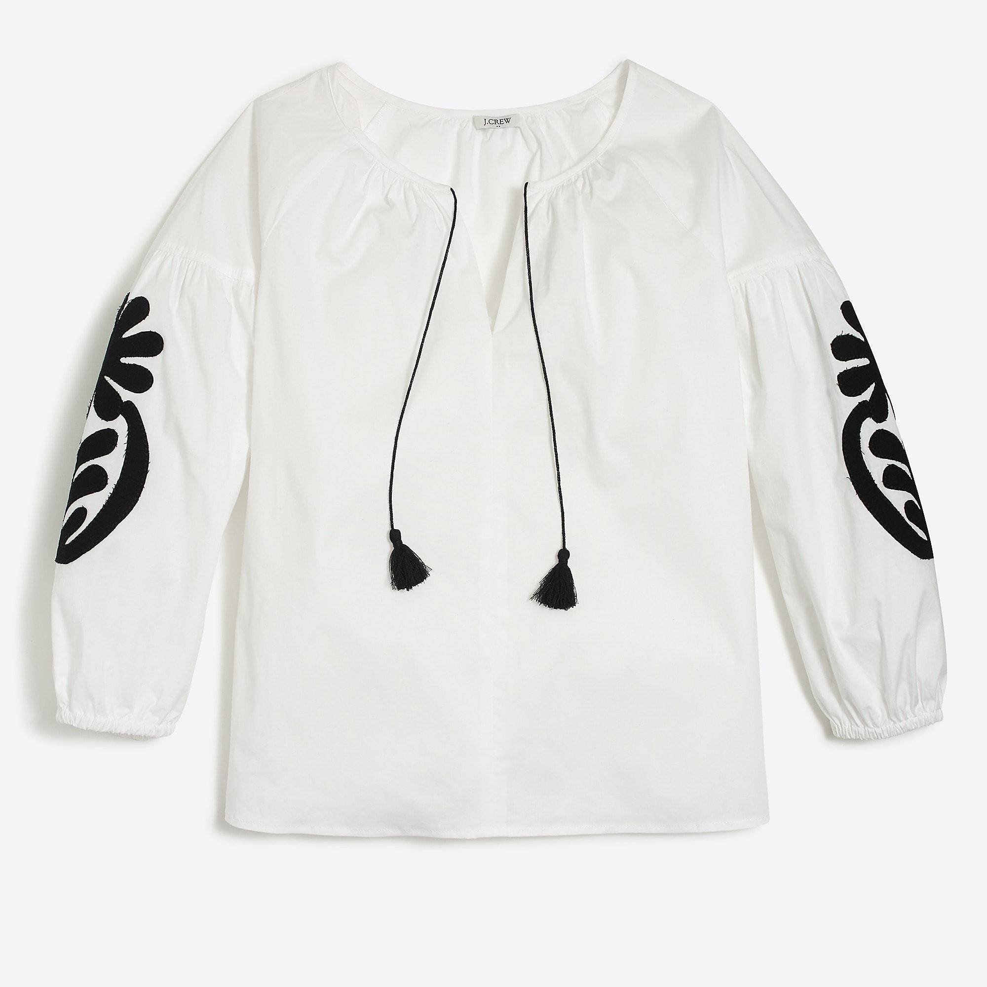 j crew embroidered peasant top