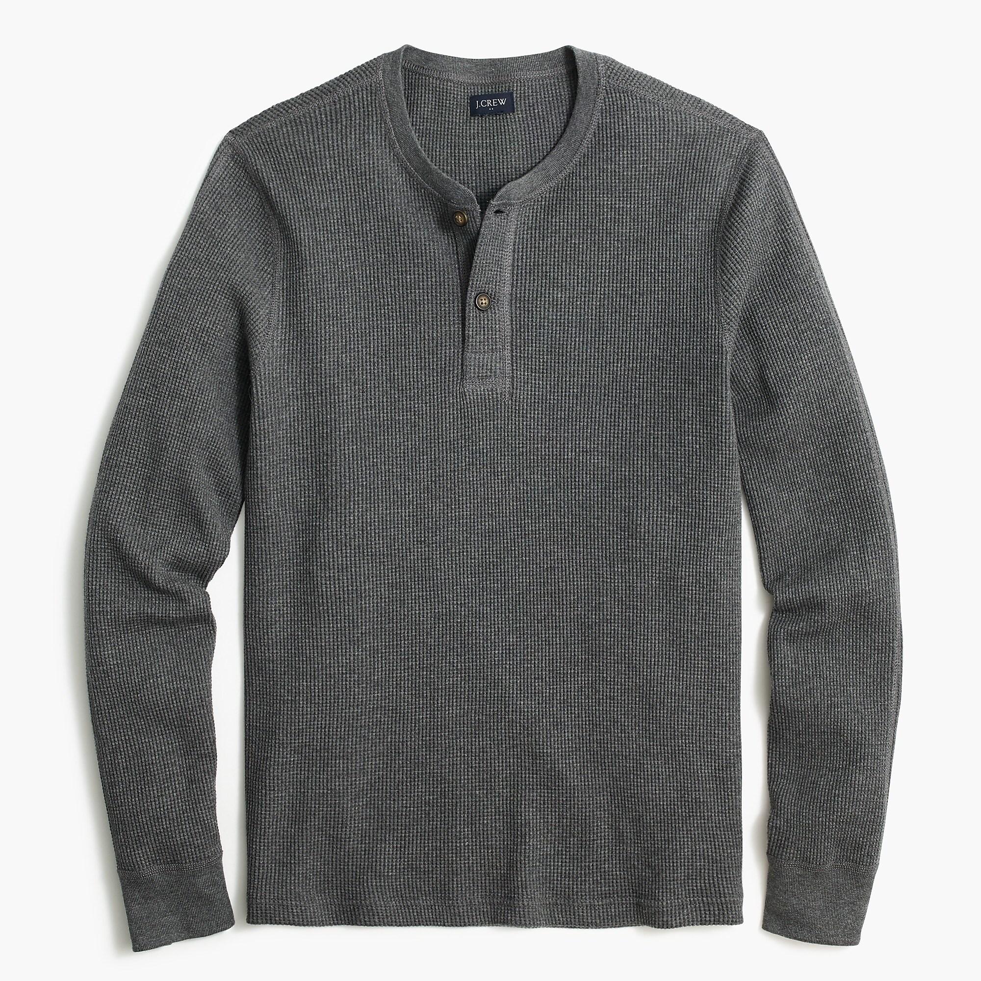 J.Crew Cotton Long-sleeve Thermal Henley in Gray for Men - Lyst