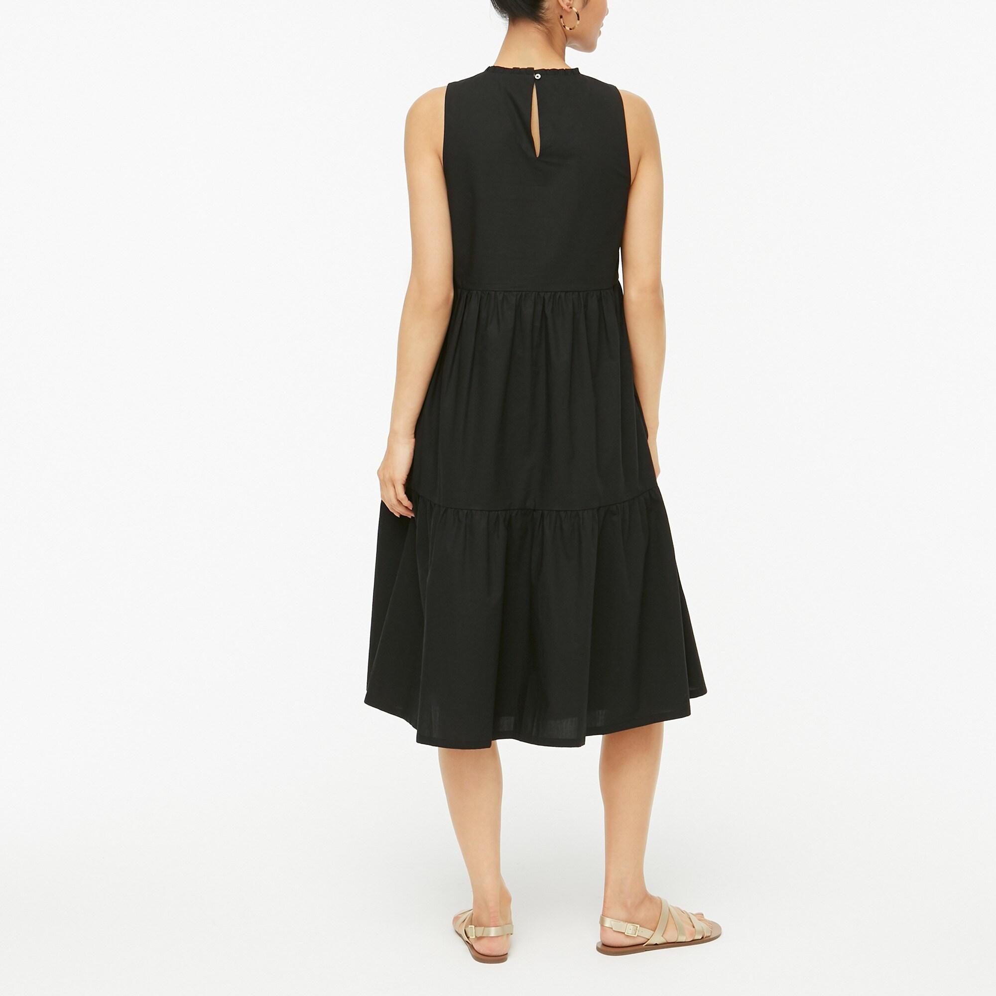J.Crew Cotton Sleeveless Tiered Dress in Black Lyst