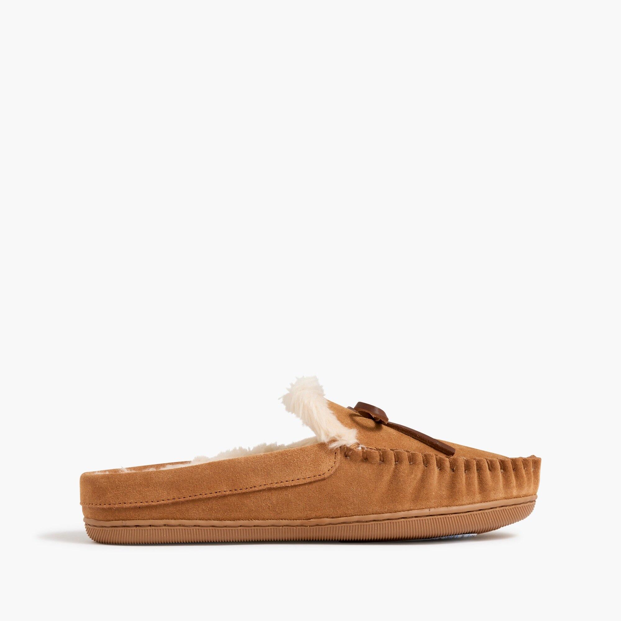 J crew suede shearling hotsell slippers