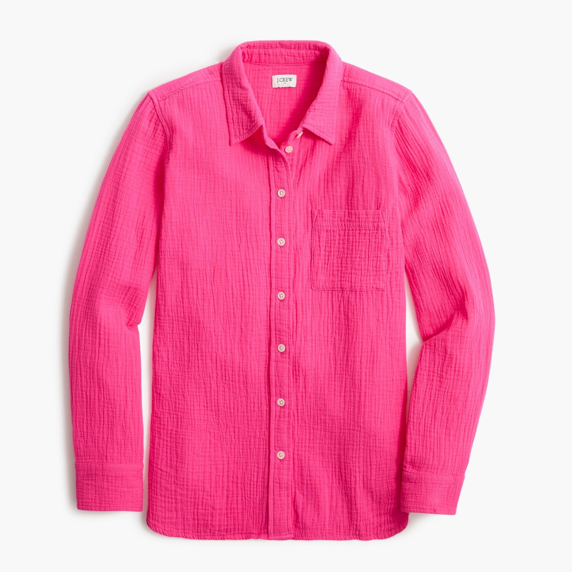 J.Crew Gauze Button-down Shirt in Pink | Lyst
