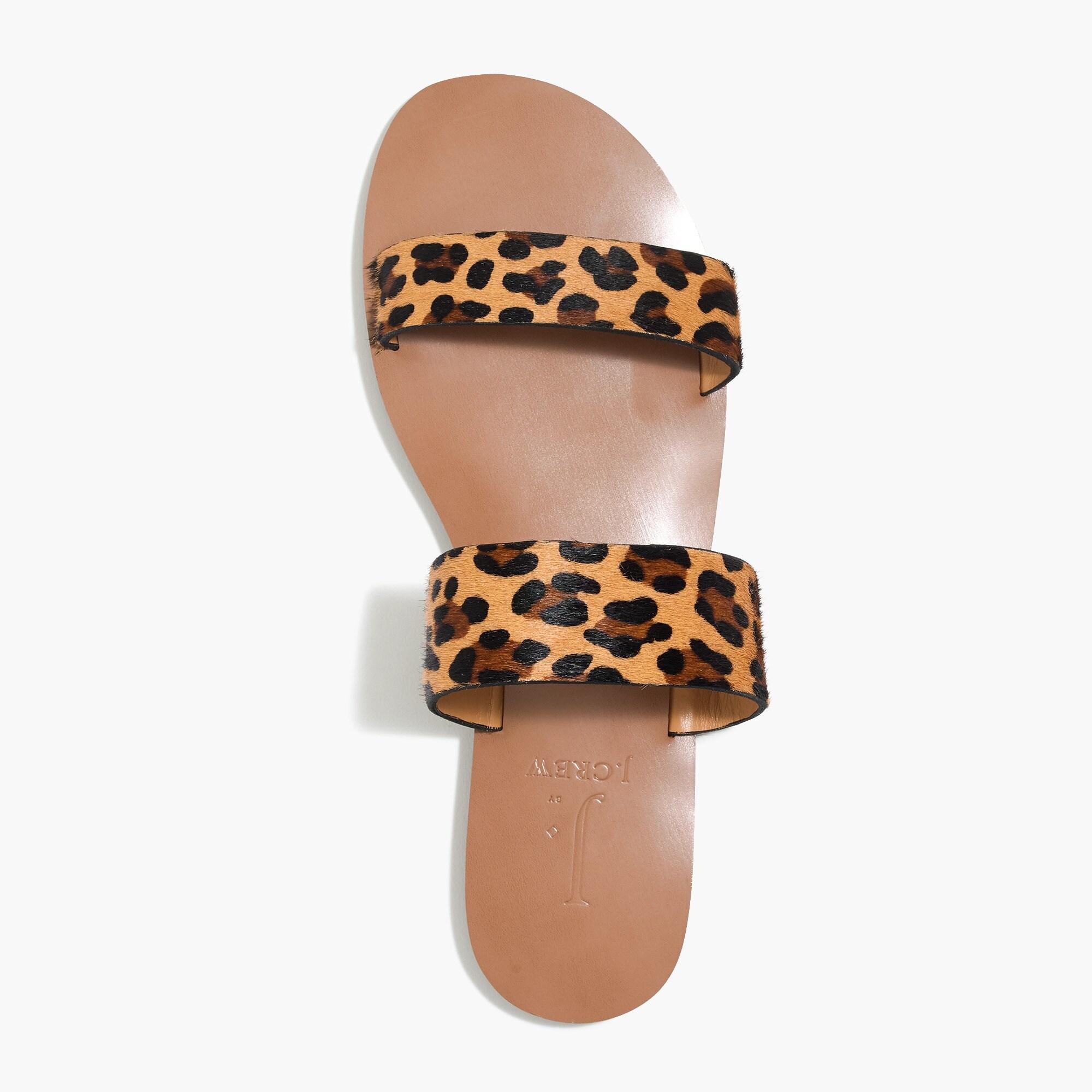 Slide Sandals J Crew Leopard Print Sandals Leopard Calf Hair Wedge