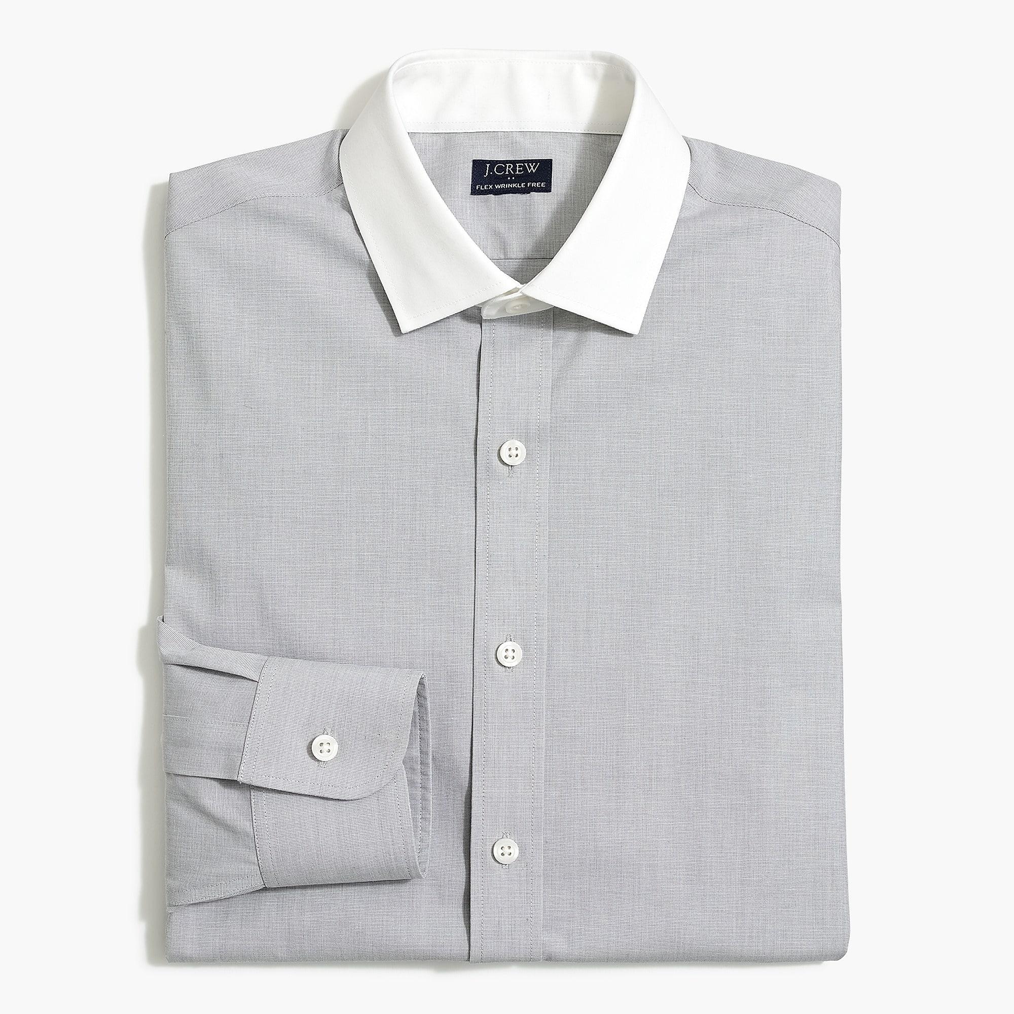 J.Crew Cotton Thompson Slim Flex Wrinklefree Dress Shirt With Contrast