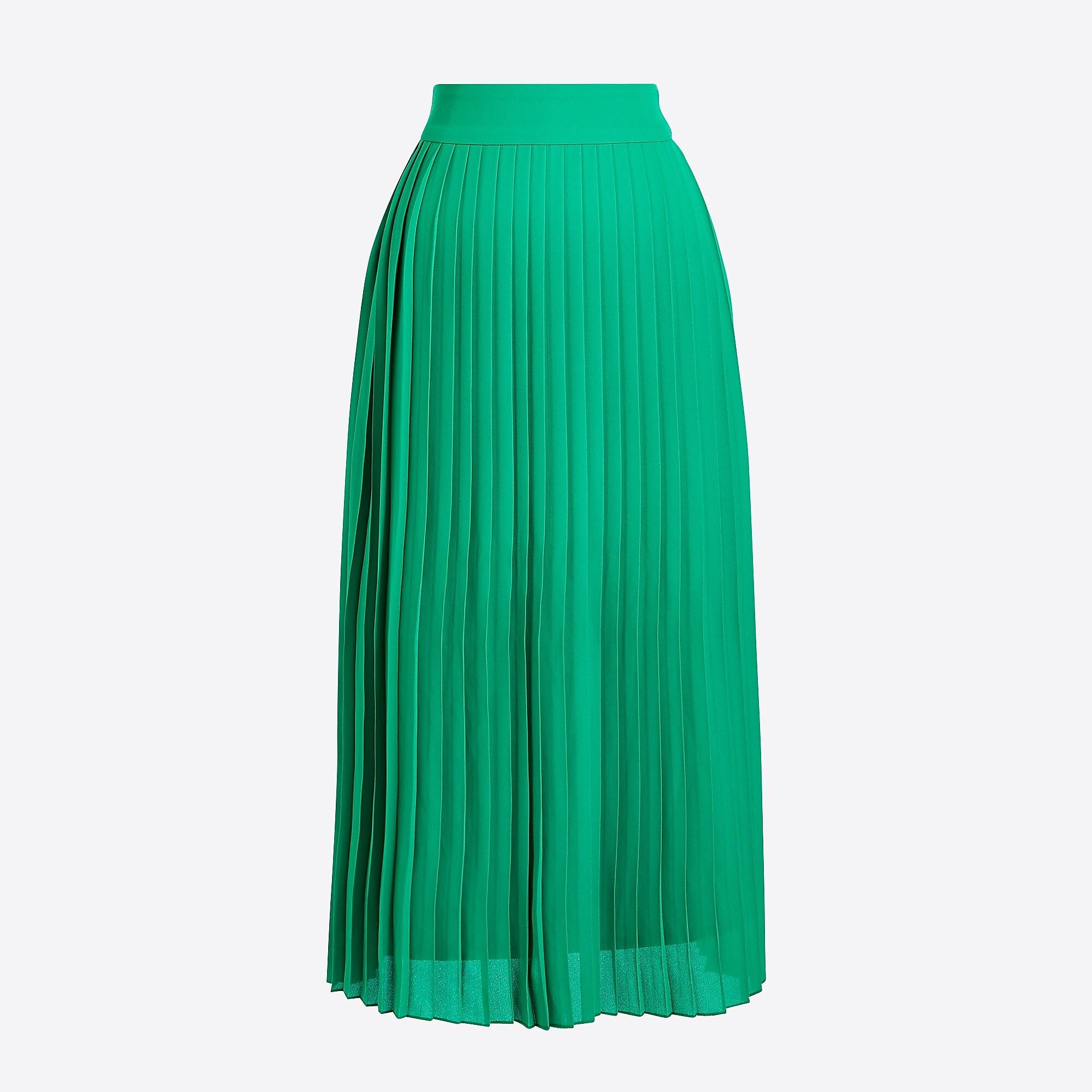 J.Crew Pleated Midi Skirt in Green Lyst