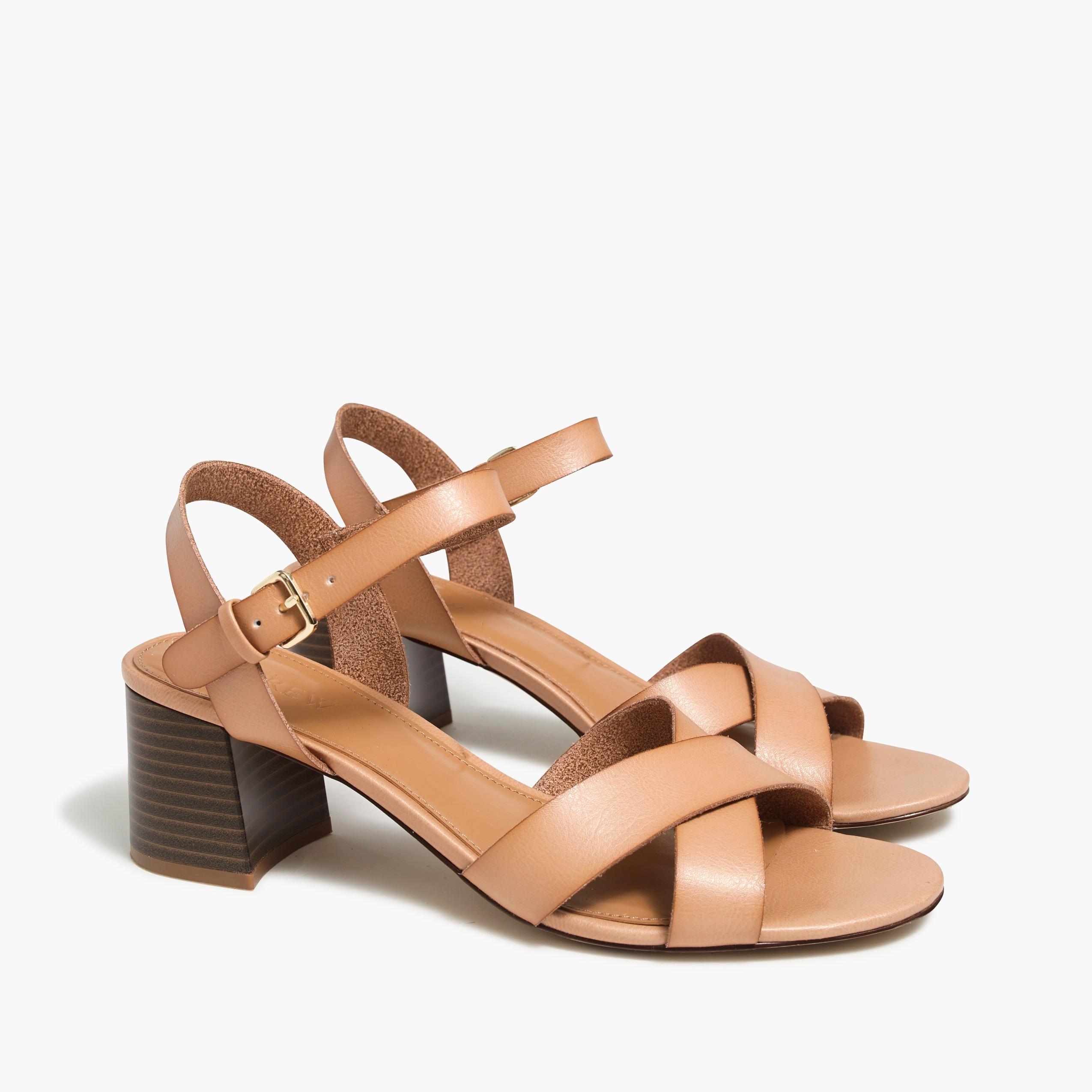 j crew low block heel sandals