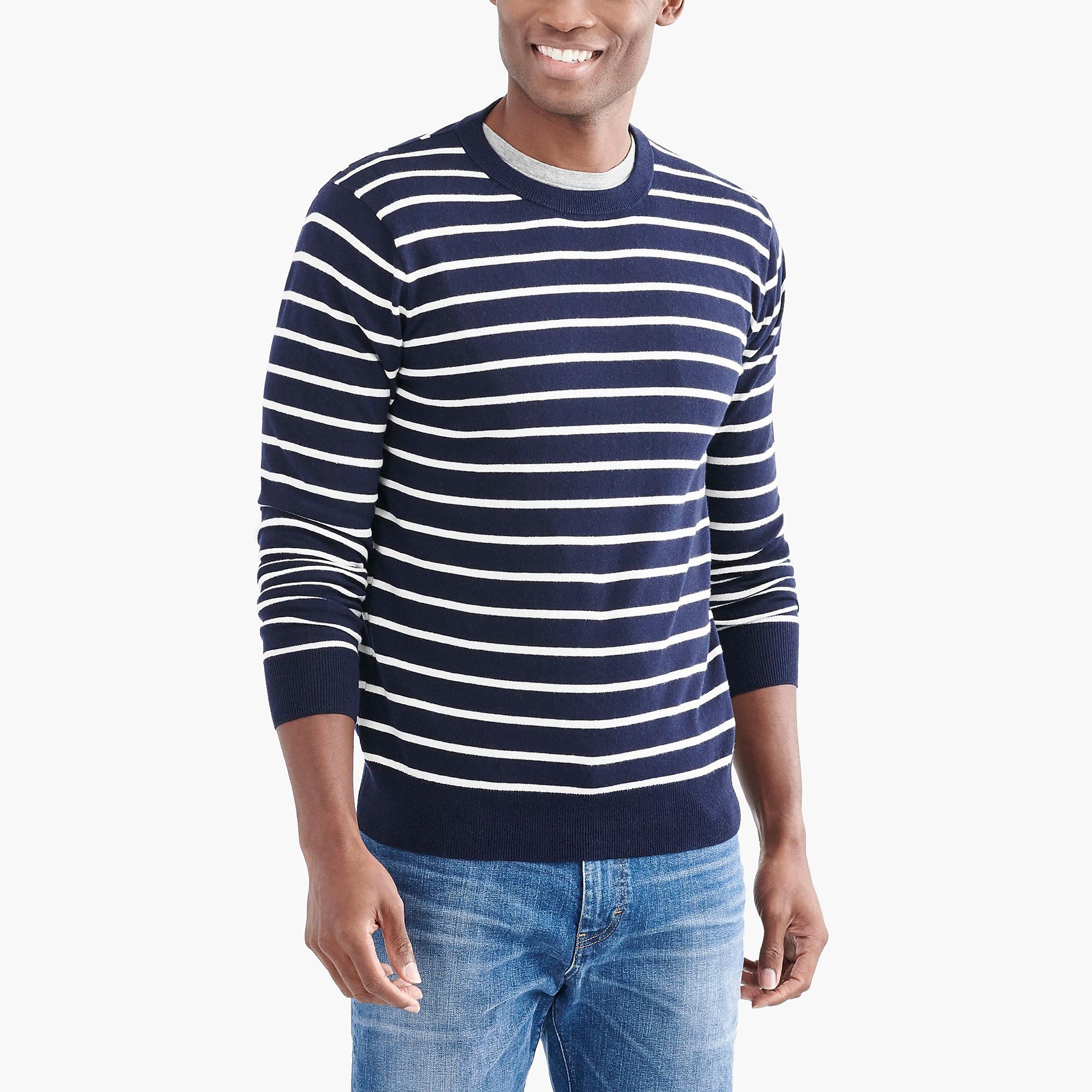 J.Crew Striped Crewneck Sweater In Cotton in Blue for Men Lyst