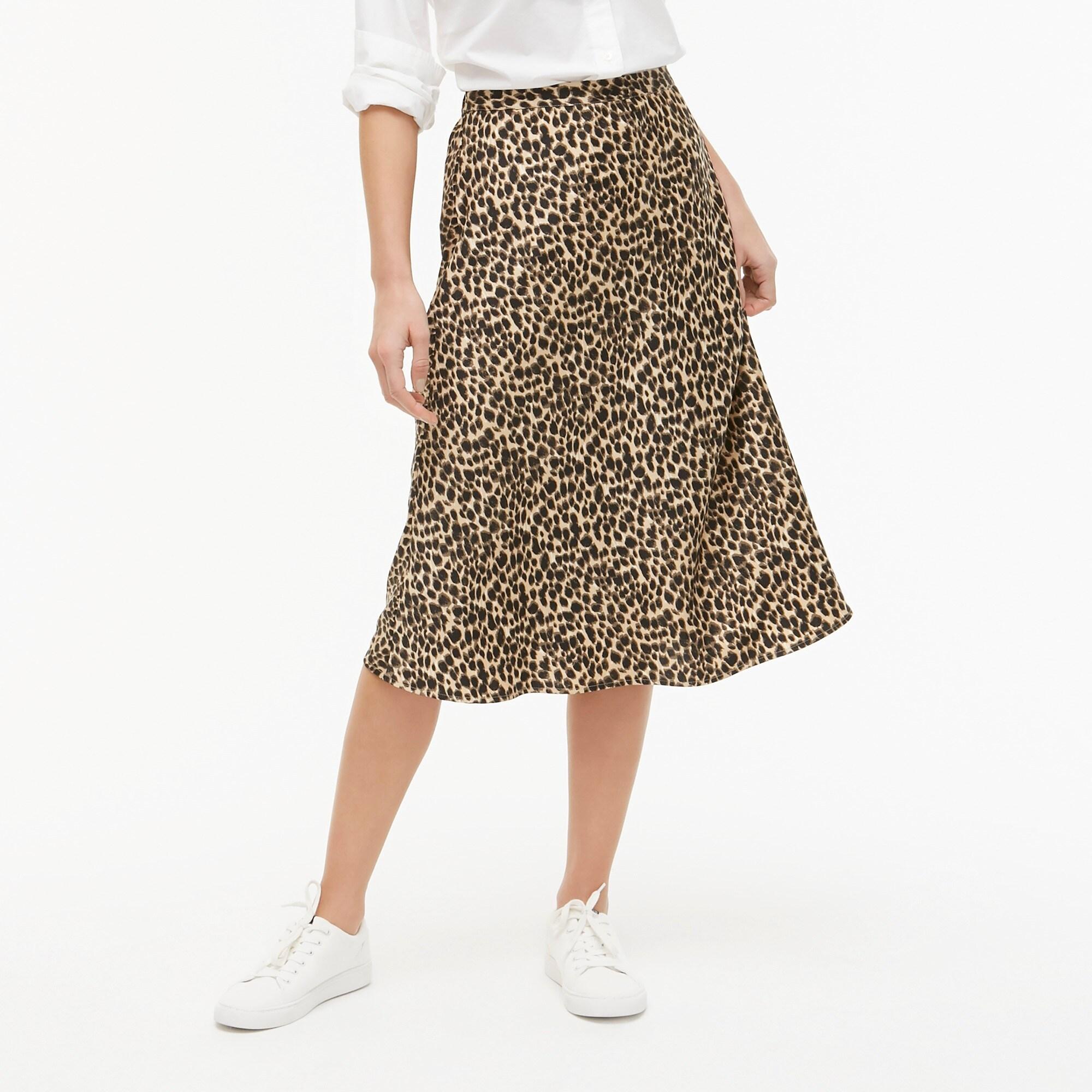 J.Crew Pullon Printed Bias Midi Skirt in Brown Lyst