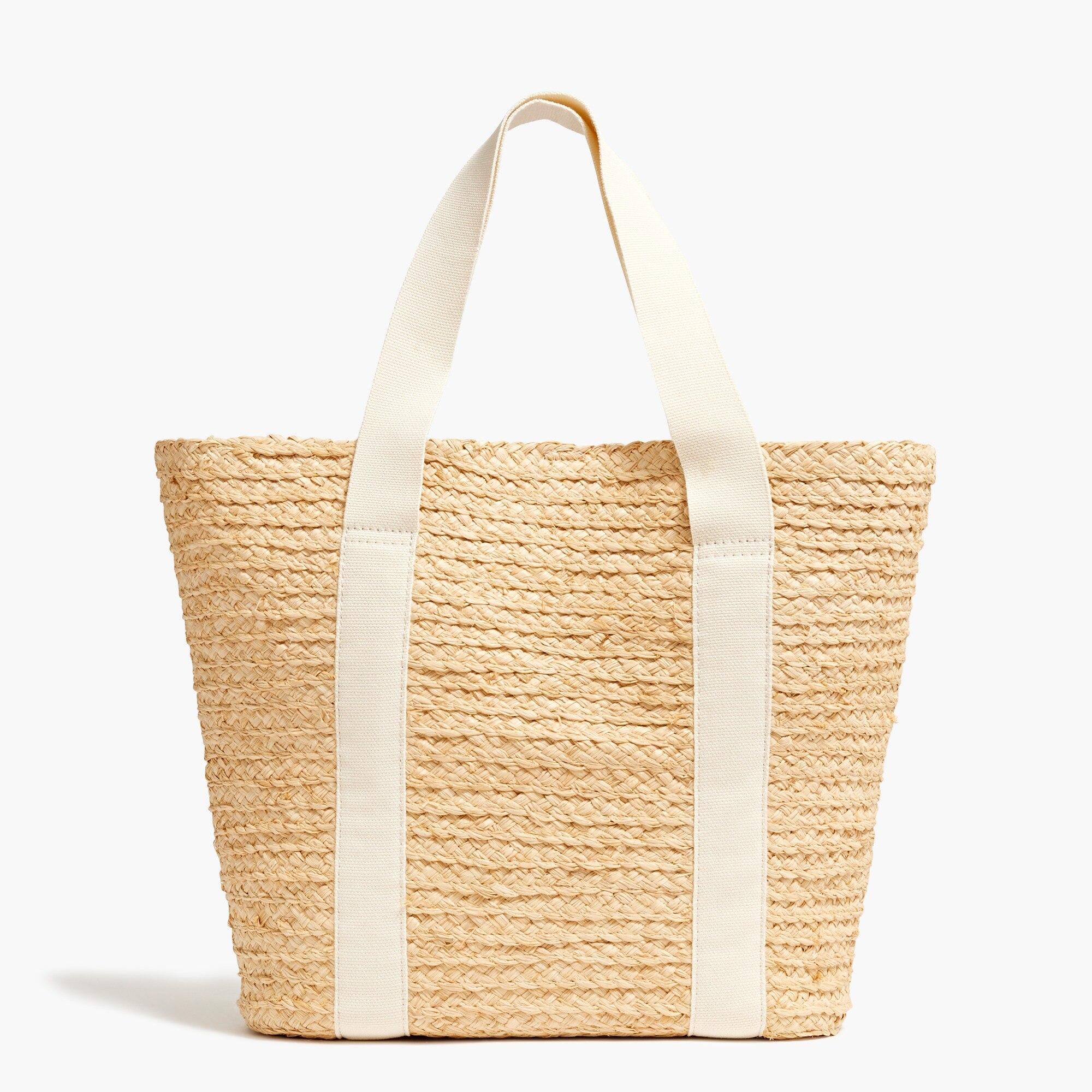 J.Crew Raffia Straw Structured Tote Bag in Natural Lyst