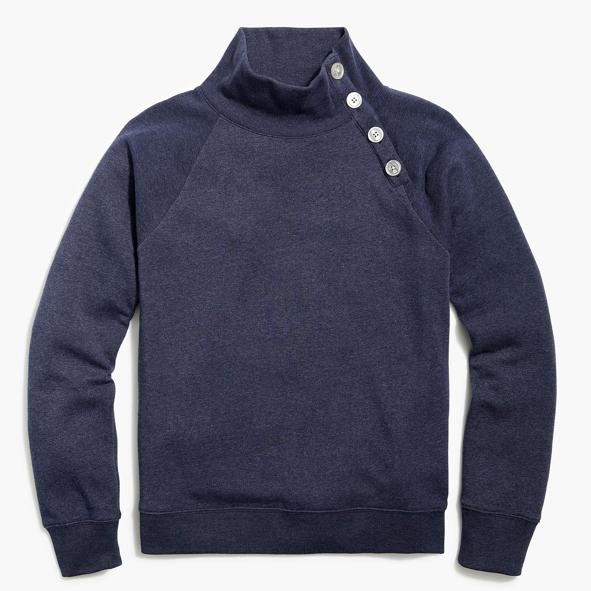 J.Crew Cotton Button-collar Pullover Sweatshirt in Navy (Blue) - Lyst