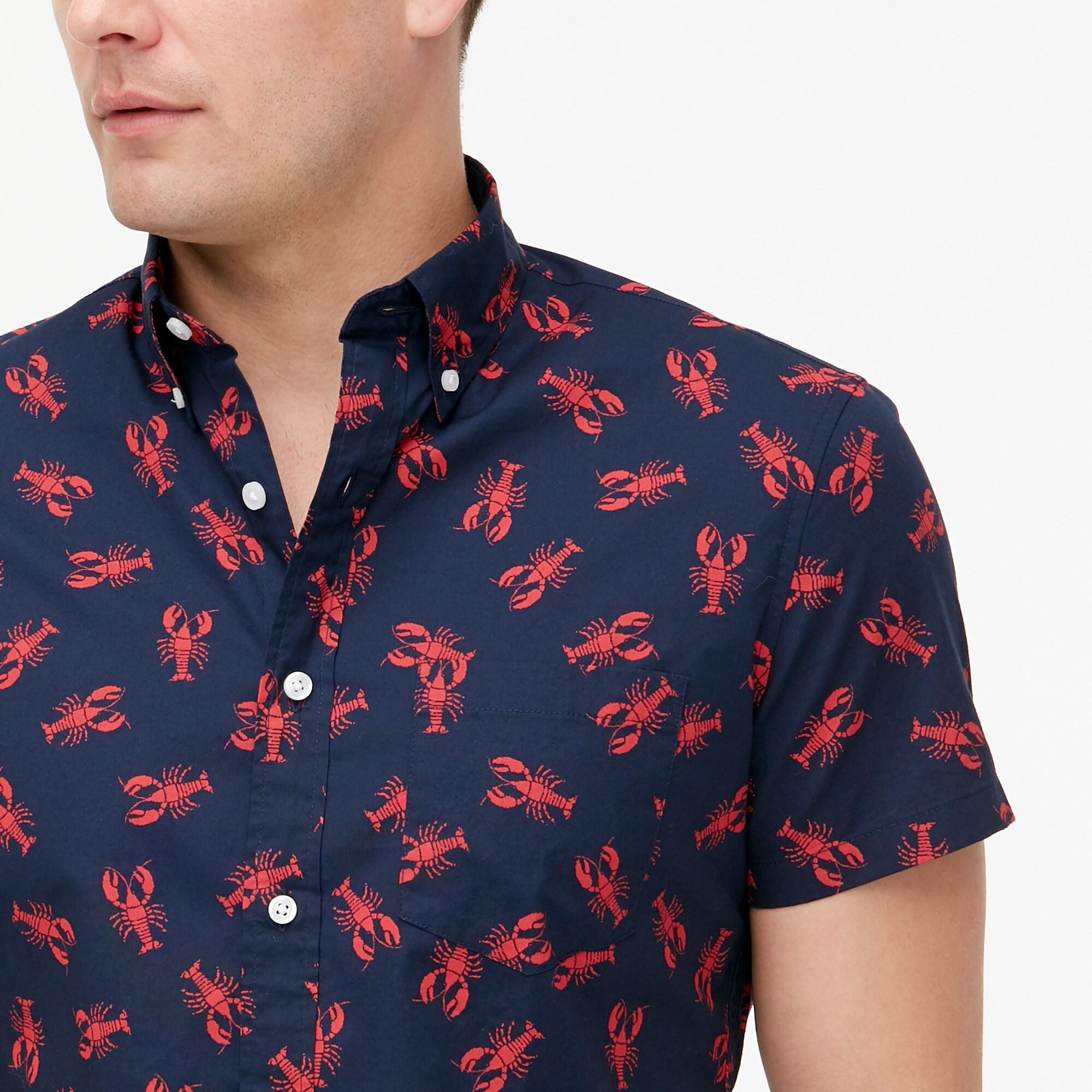 J.Crew Cotton Short-sleeve Lobster-print Slim Casual Shirt in Blue for