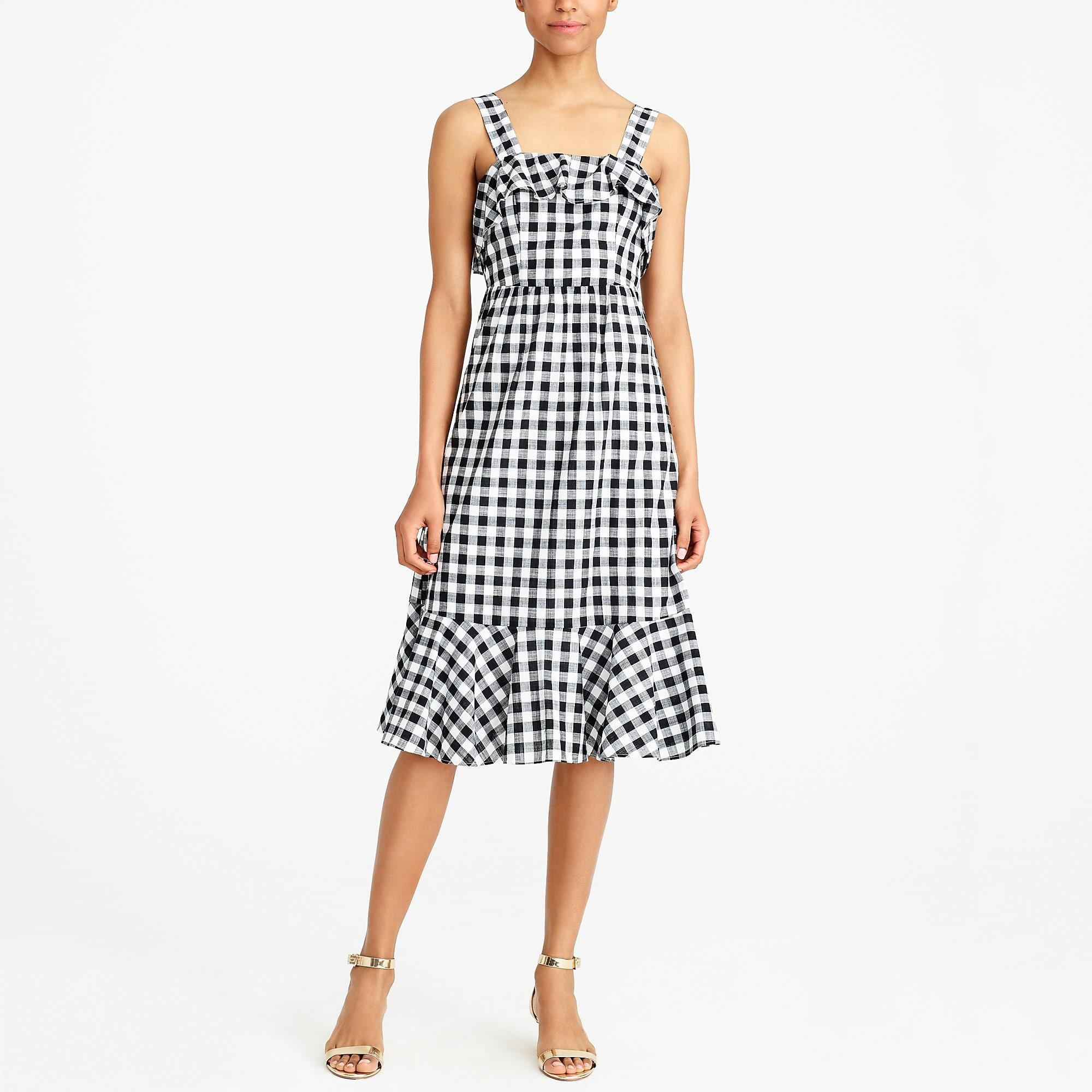 j crew black and white gingham dress