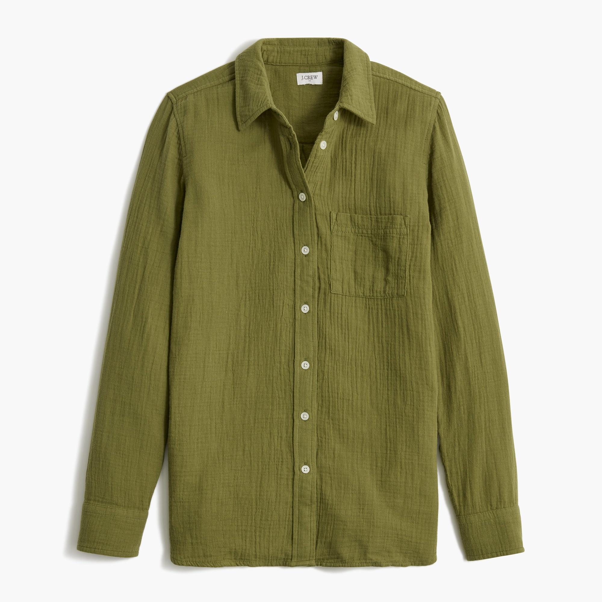 J.Crew Gauze Buttondown Shirt in Green Lyst