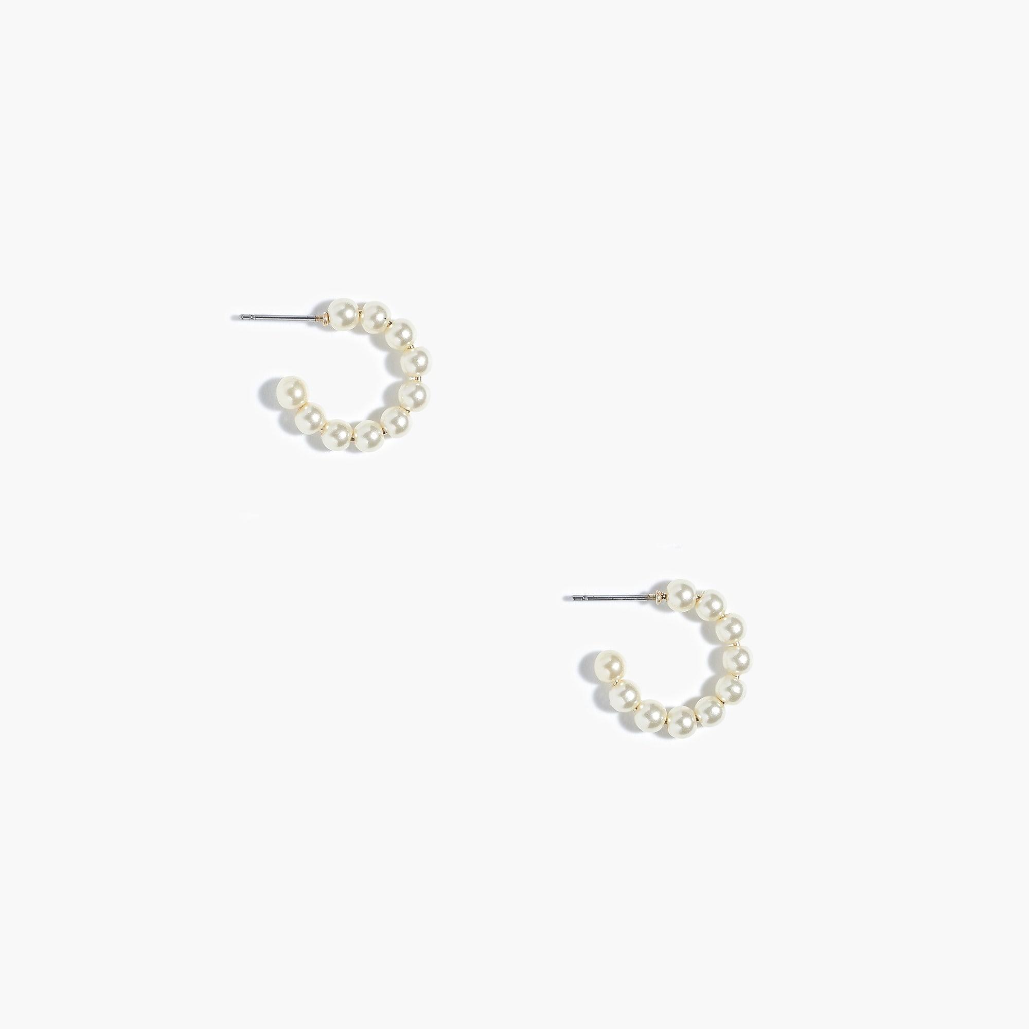 J.Crew Synthetic Tiny Pearl Hoop Earrings Lyst