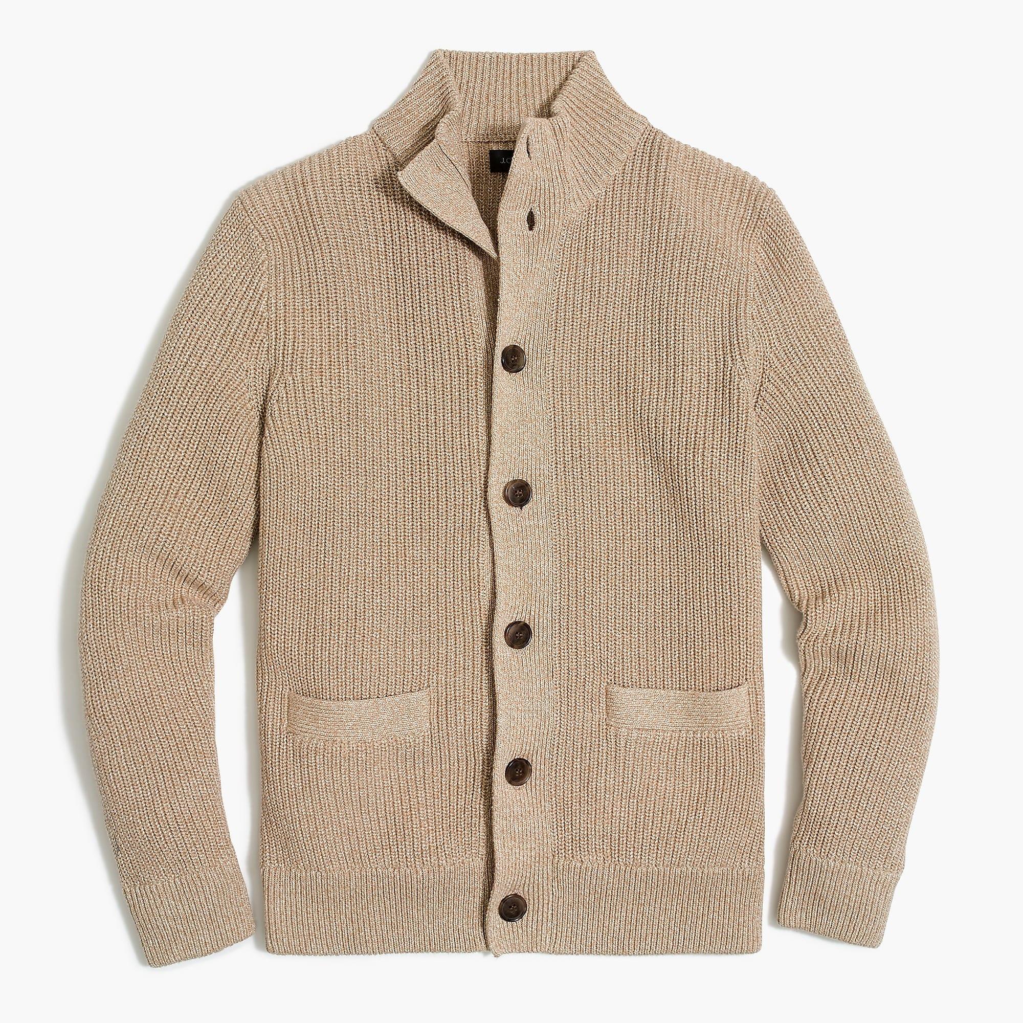 J.Crew Marled Cotton Sweater Cardigan in Natural for Men - Lyst