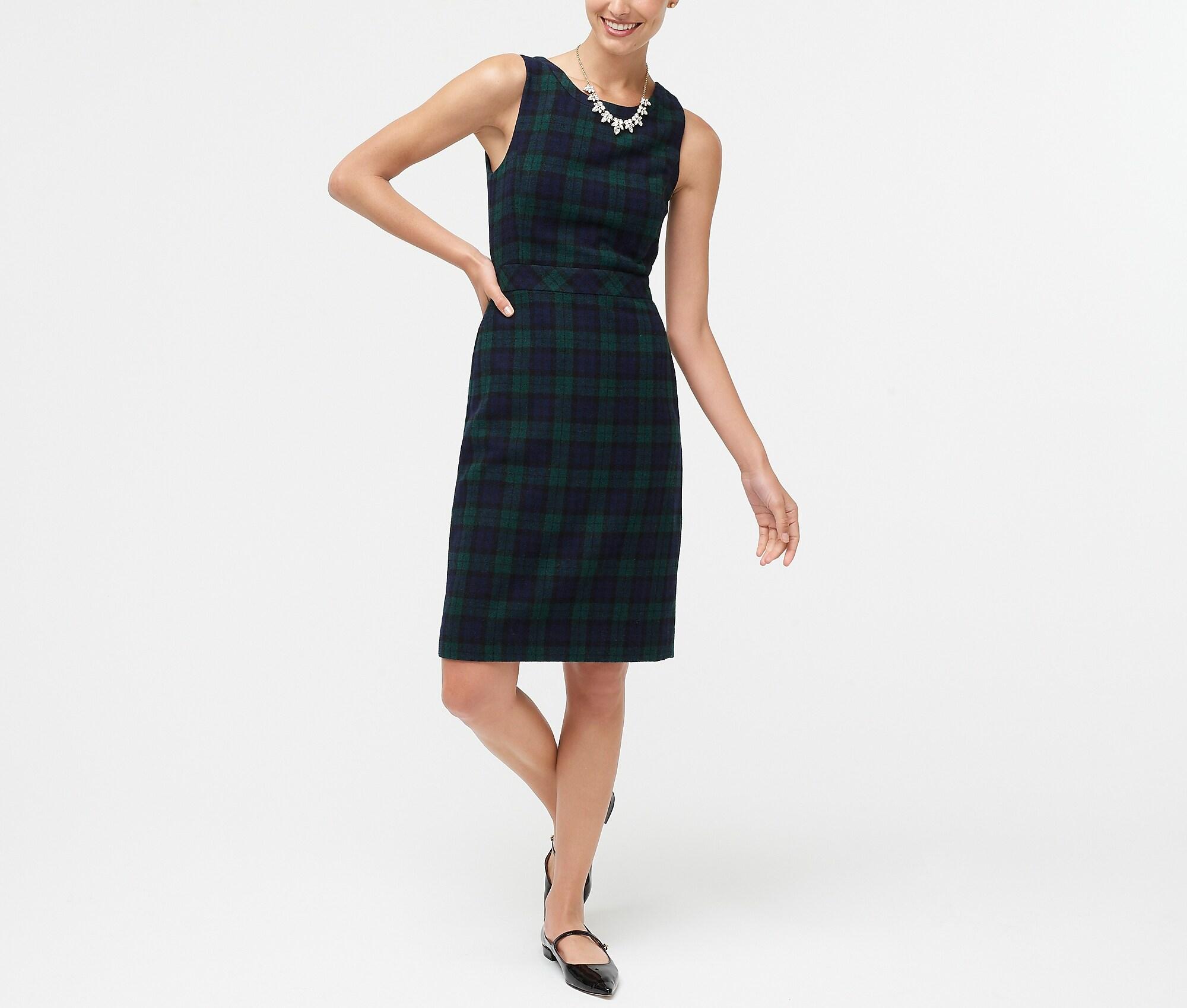 j crew black watch plaid dress